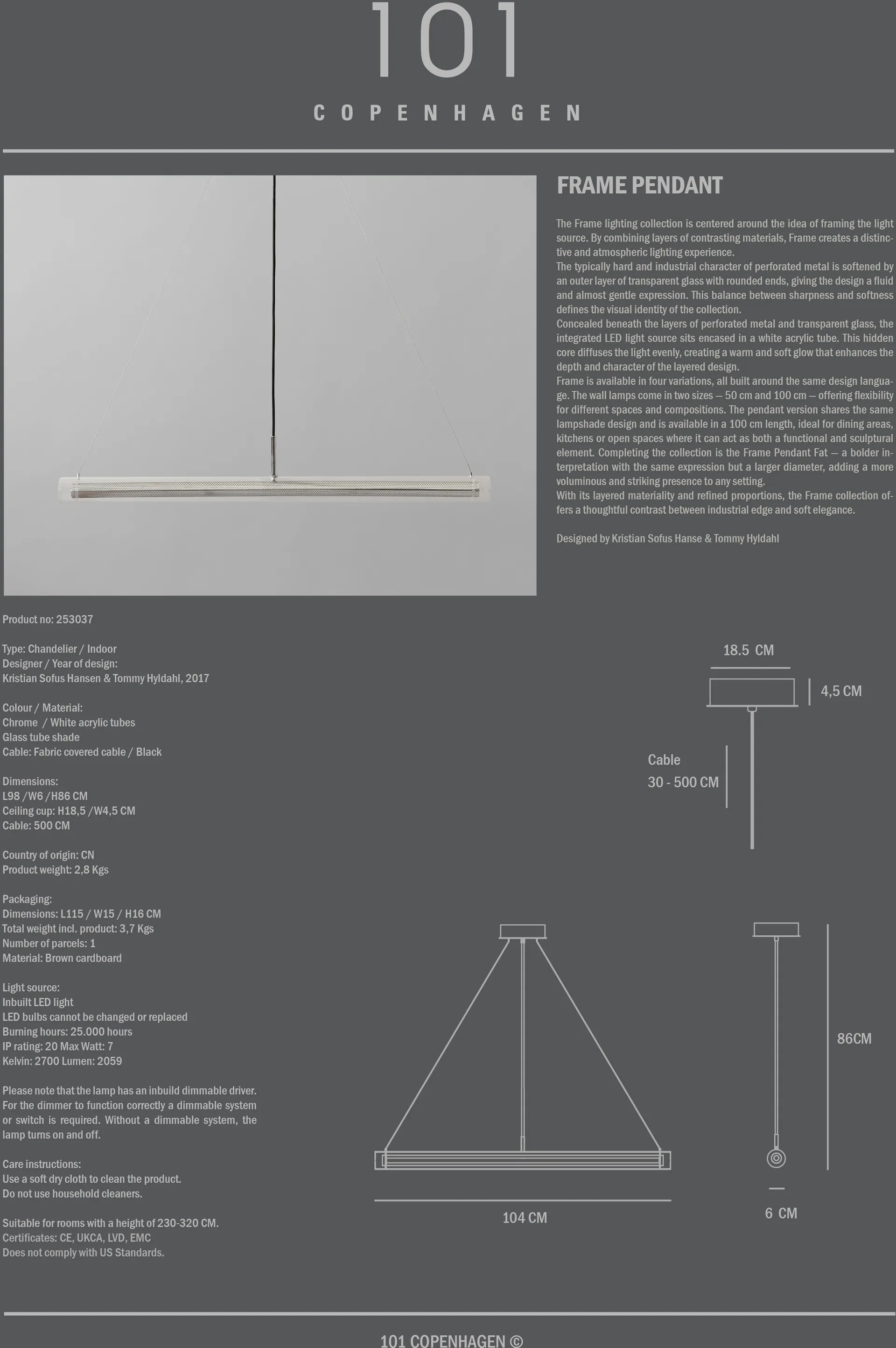 Frame pendel, Chrome 101 Copenhagen