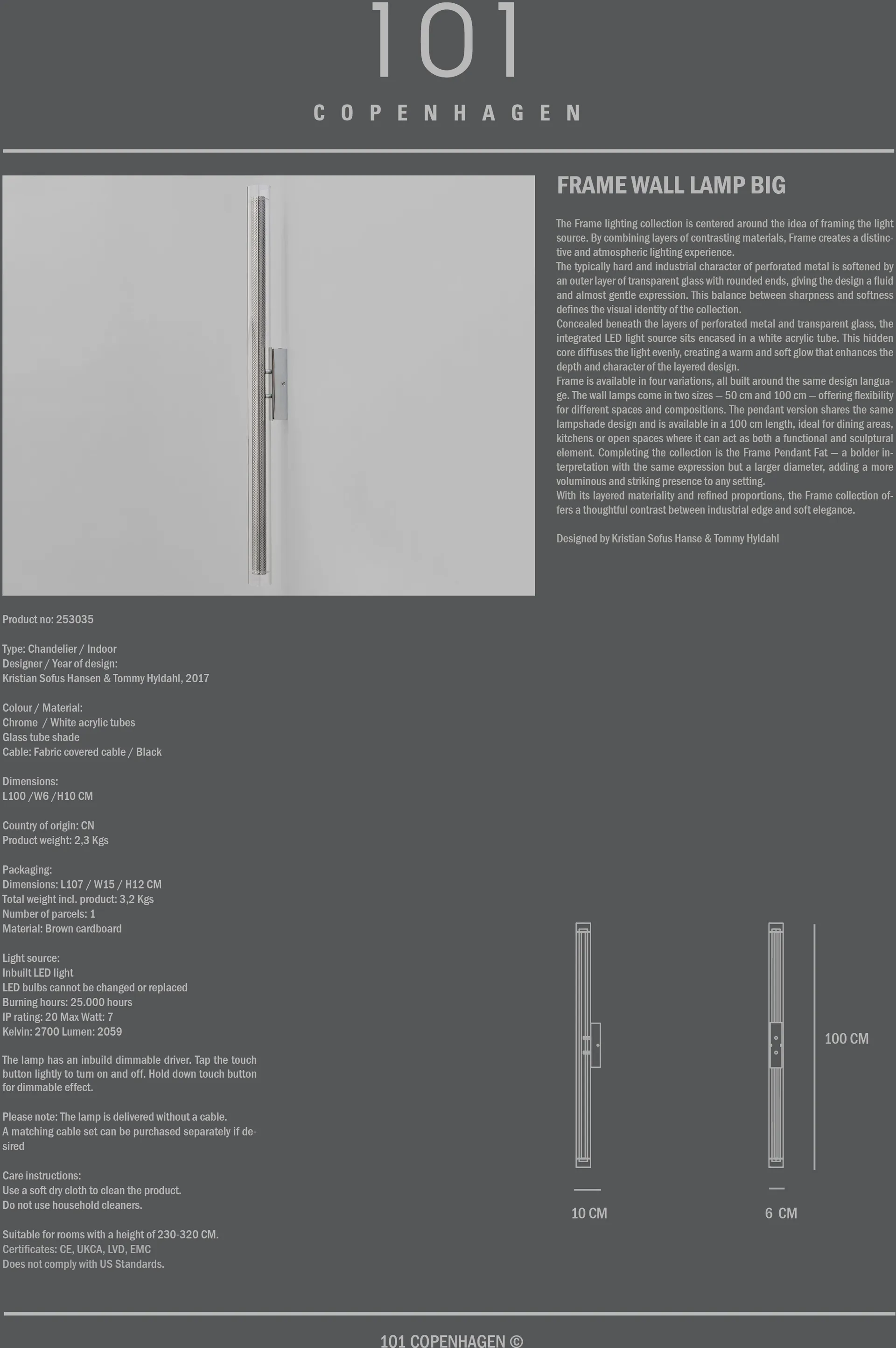 Frame Wandleuchte big, Chrome 101 Copenhagen