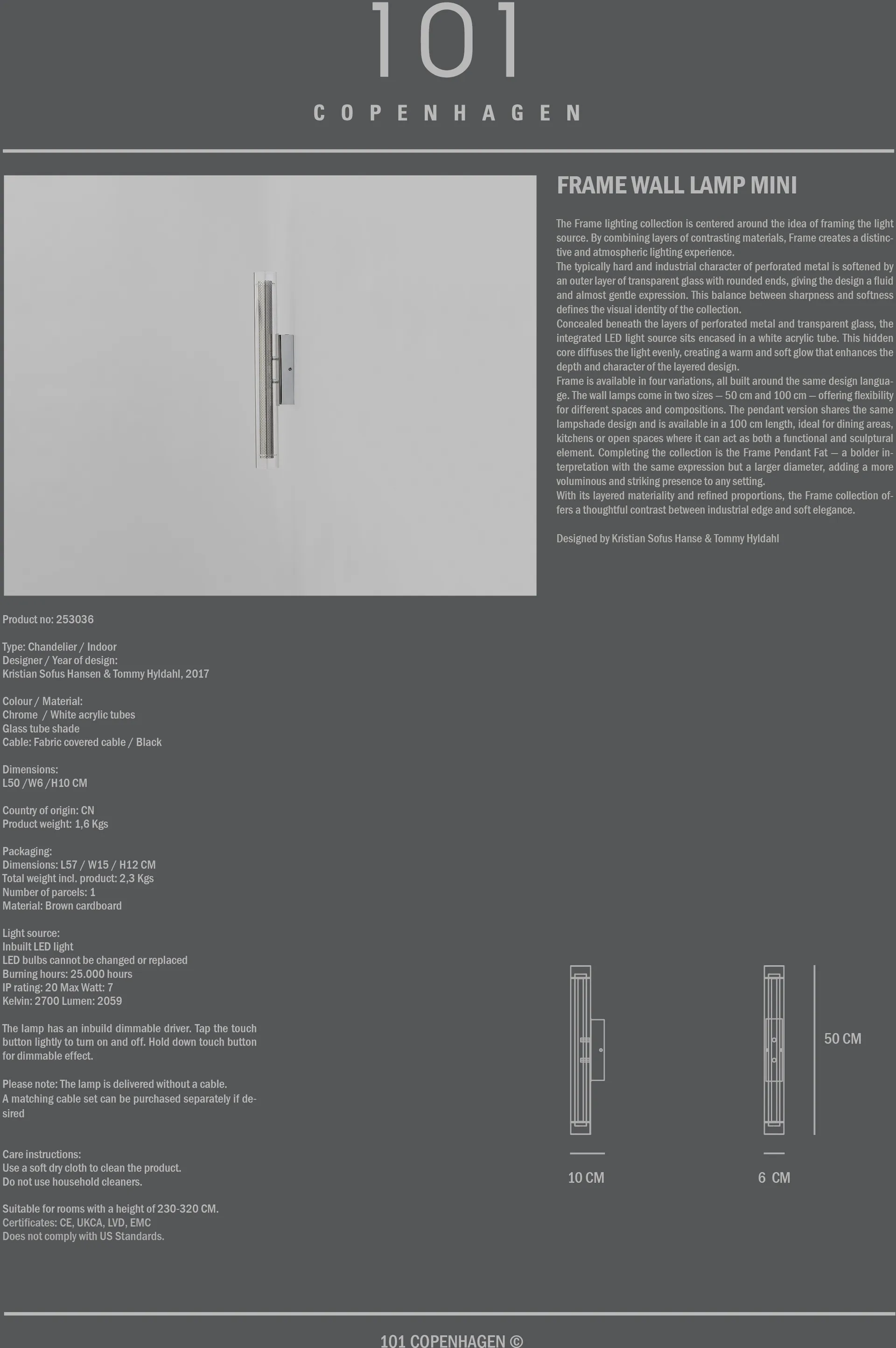 Frame Wandleuchte mini, Chrome 101 Copenhagen