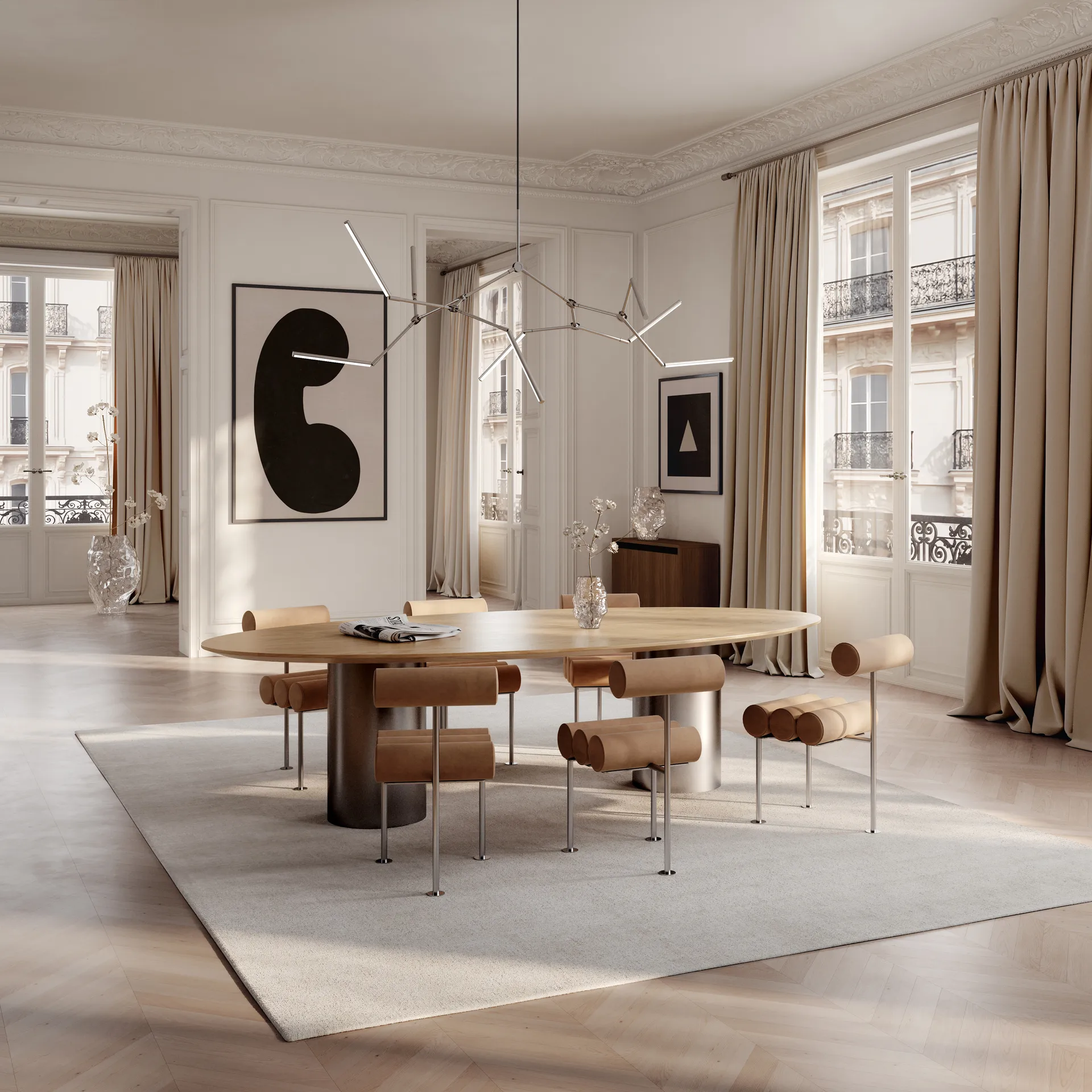 Stick chandelier chandelier, Chrome 101 Copenhagen