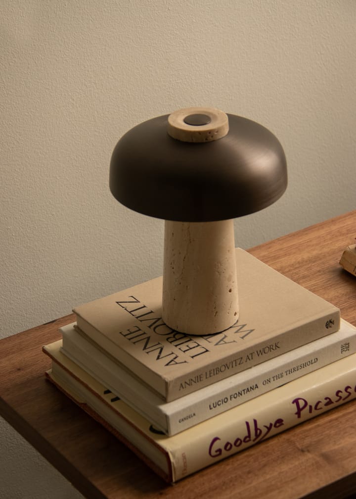 Reverse portable table lamp 24,5 cm, Travertine-bronzed aluminium Audo Copenhagen