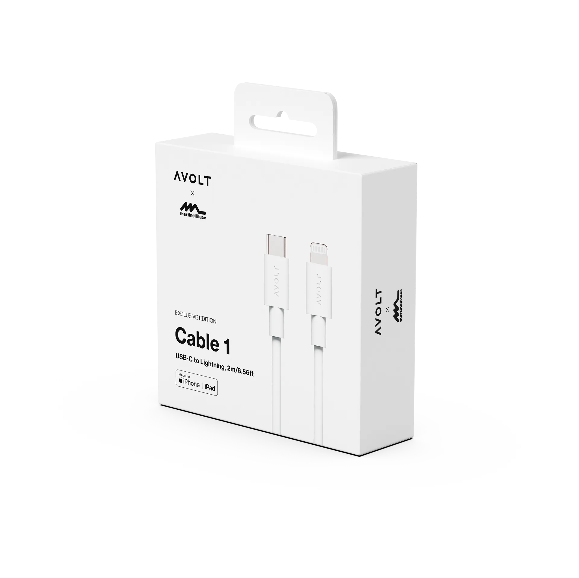 Cable 1 USB C till Lightning laddkabel 2m, White Martinelli Luce Edition Avolt