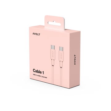 Cable 1 USB-C till USB-C laddningskabel 2 m - New Pink - Avolt
