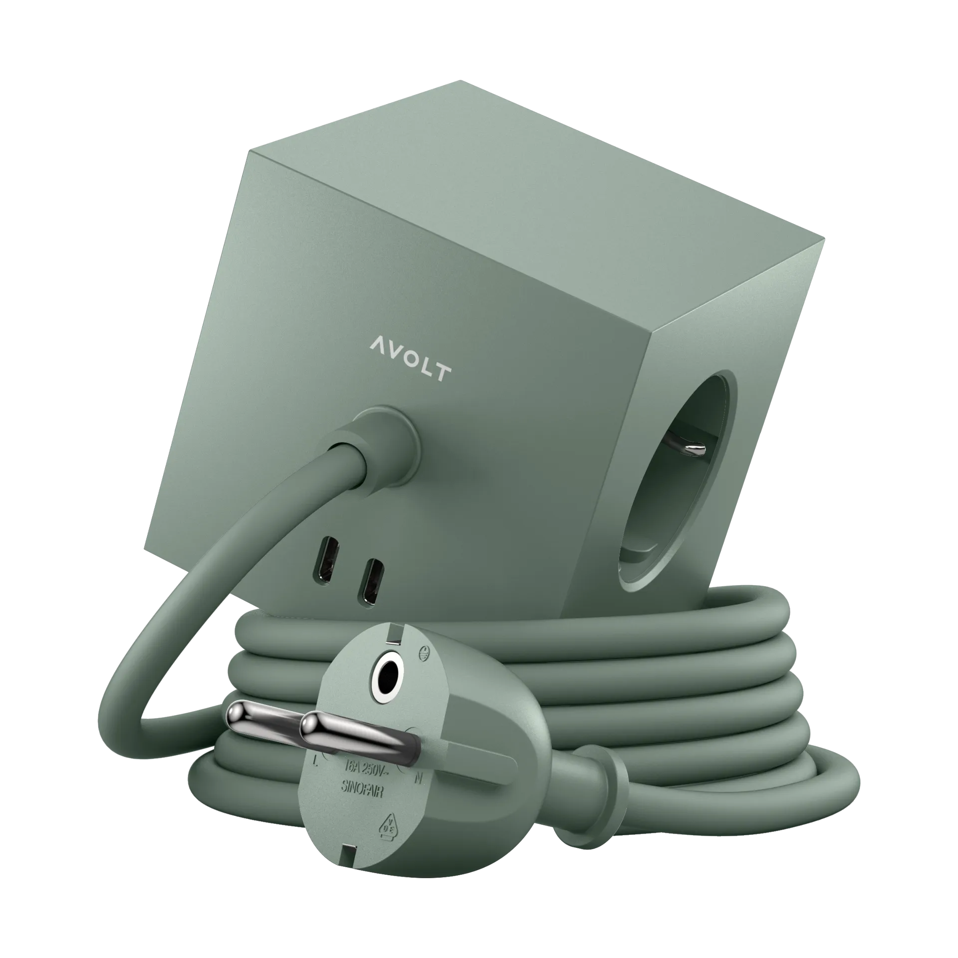 Square 1 Steckdose USB-C 30W 1,8 m, Oak green Avolt