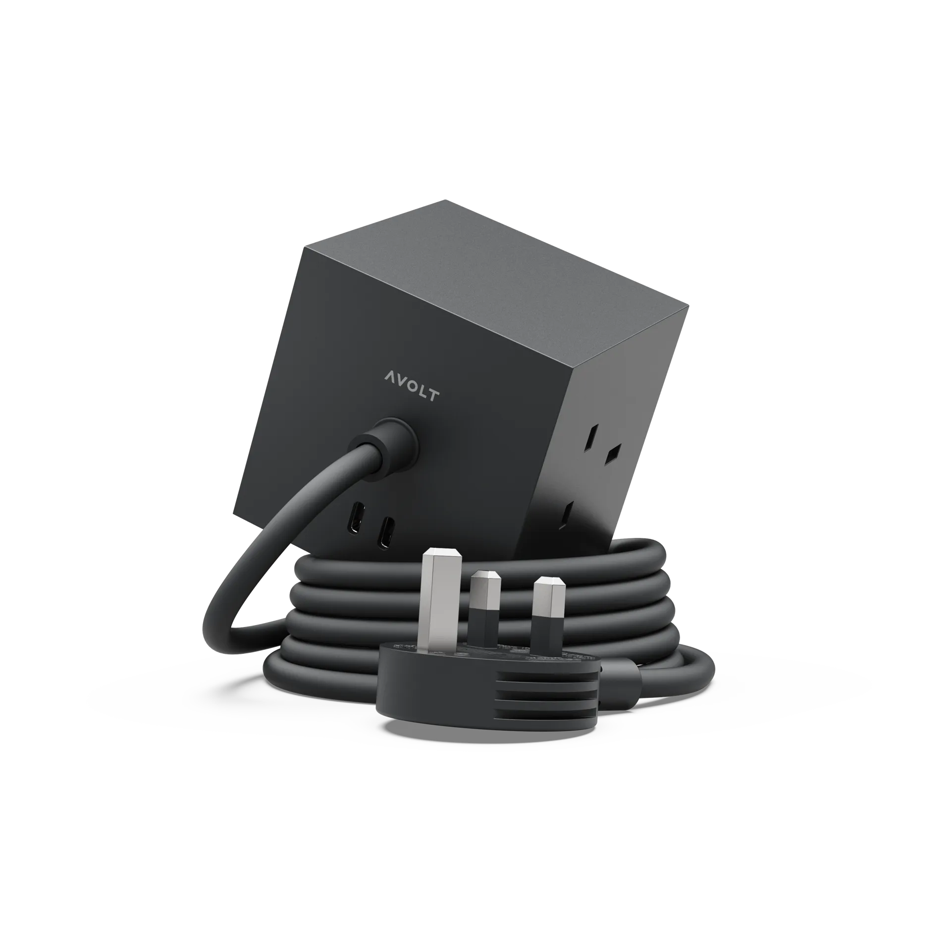 Square 1 UK power strip USB-C 30W 1.8 m, Stockholm Black Avolt