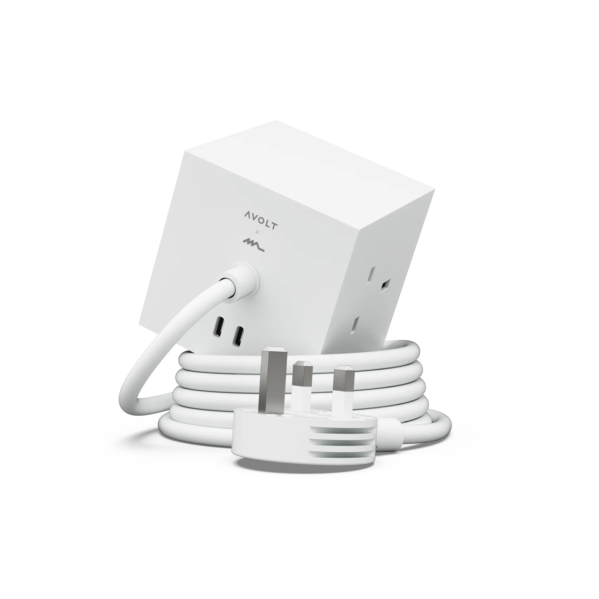 Square 1 UK power strip USB-C 30W 1.8 m, White Martinelli Luce edition Avolt