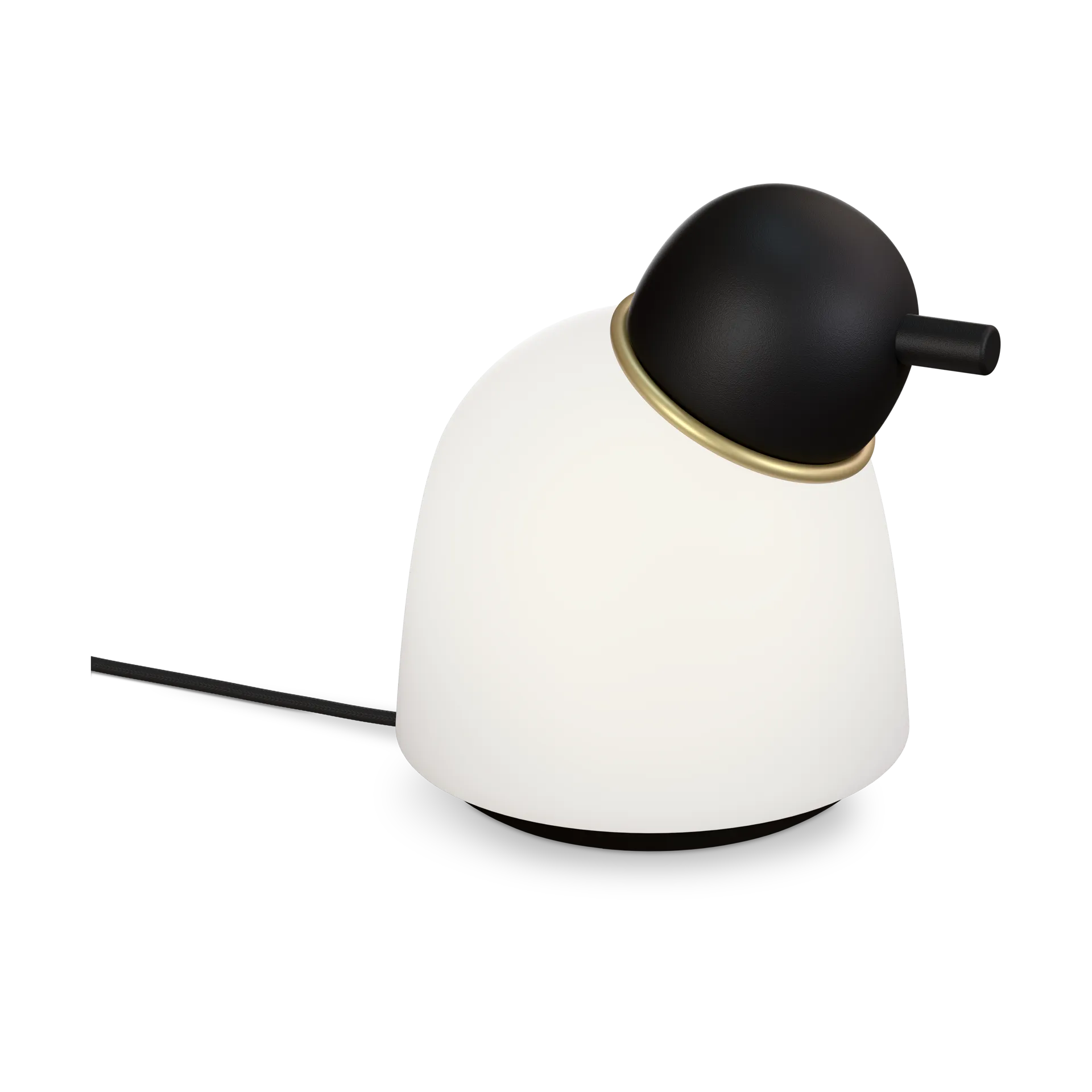 Bird table lamp 21.5 cm, Black-brass-opal glass Belid