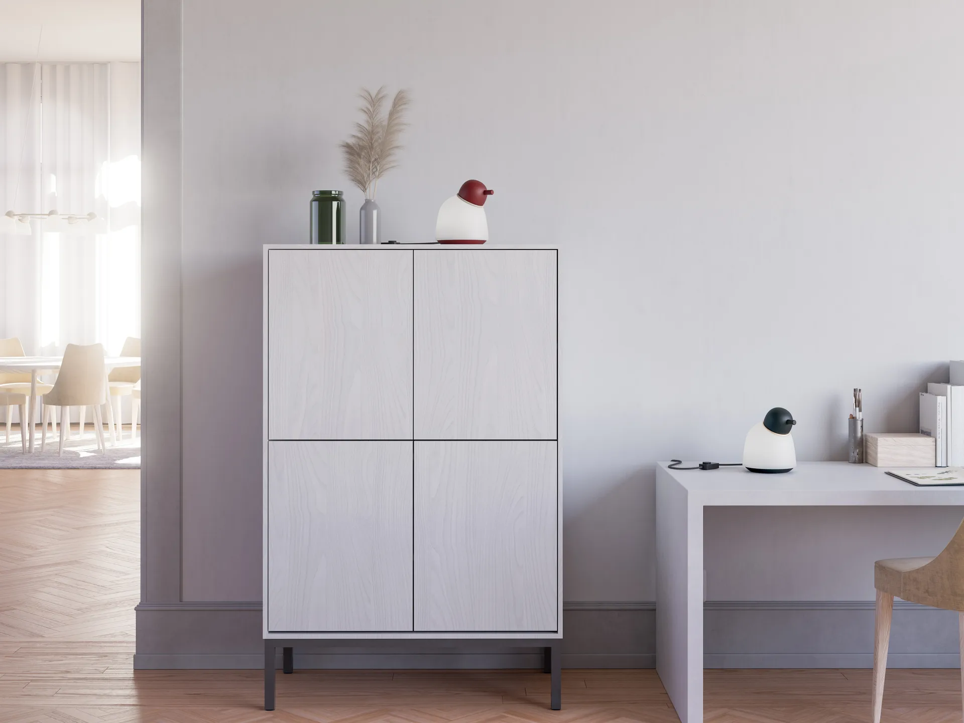 Bird table lamp 21.5 cm, Dark red-sand-opal glass Belid