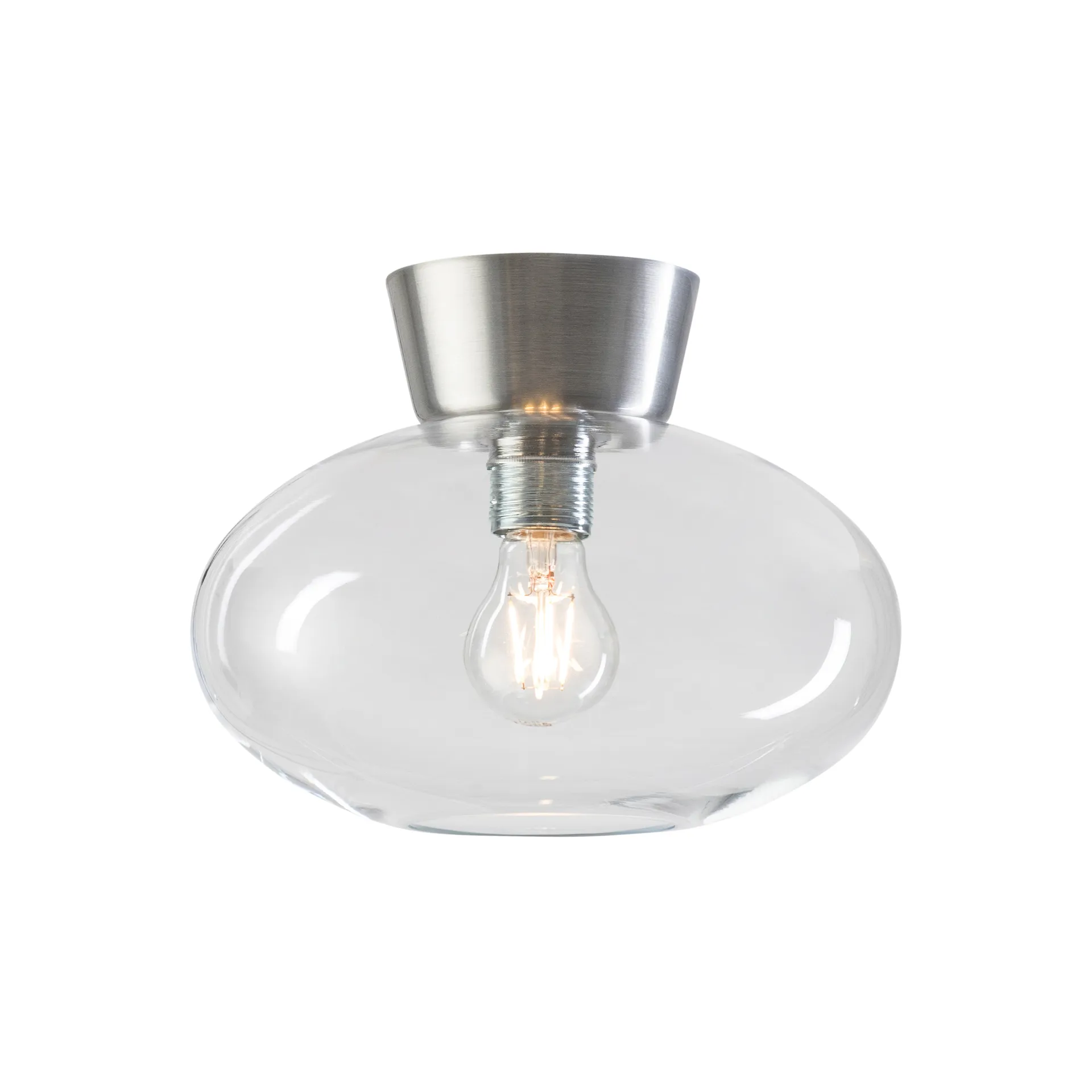 Bullo plafond klarglas Ø27 cm, Aluminium Belid