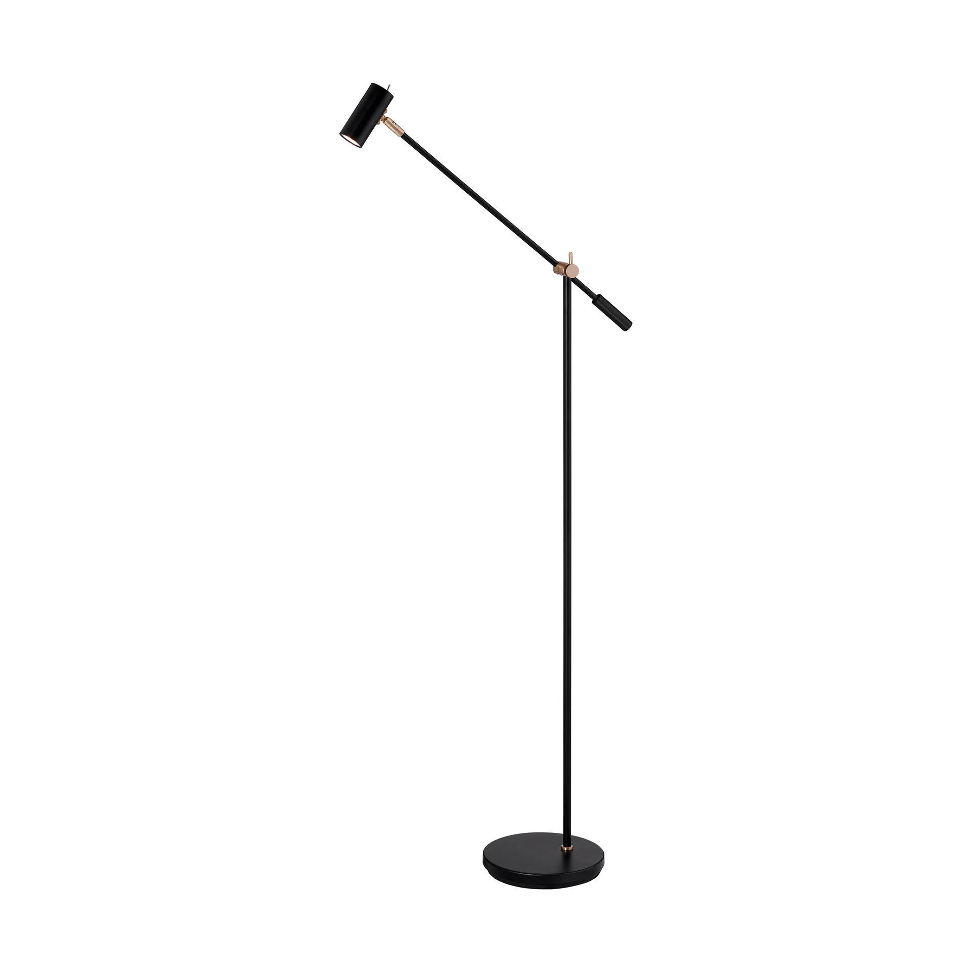 Cato Stehleuchte 134 cm, Mattschwarz-messing Belid
