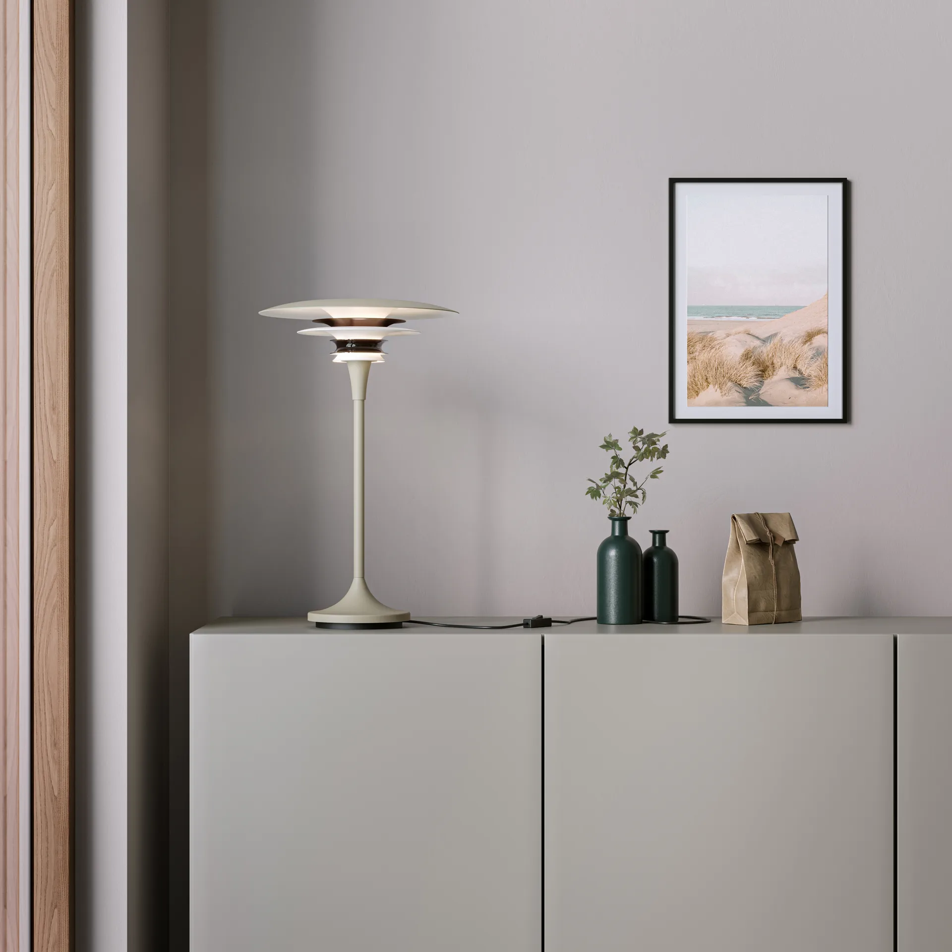 Diablo table lamp Ø30 cm, Sand-metal bronze Belid