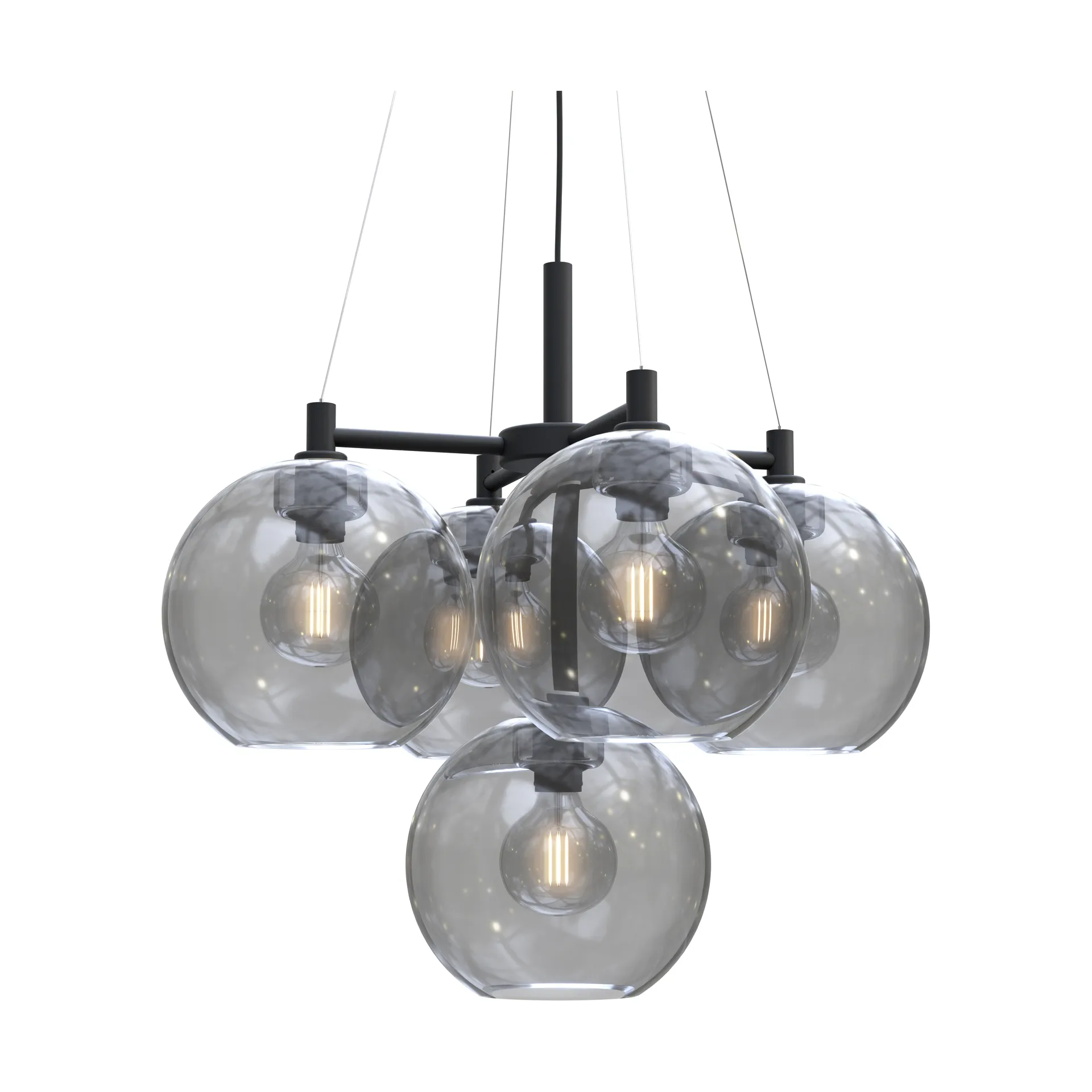 Gloria chandelier Ø67 cm, Black-smoked glass Belid