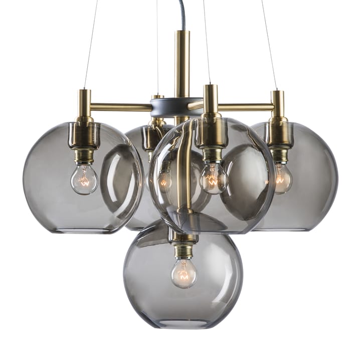 Gloria Krona pendant lamp Ø50 cm, brass-smoked glass Belid