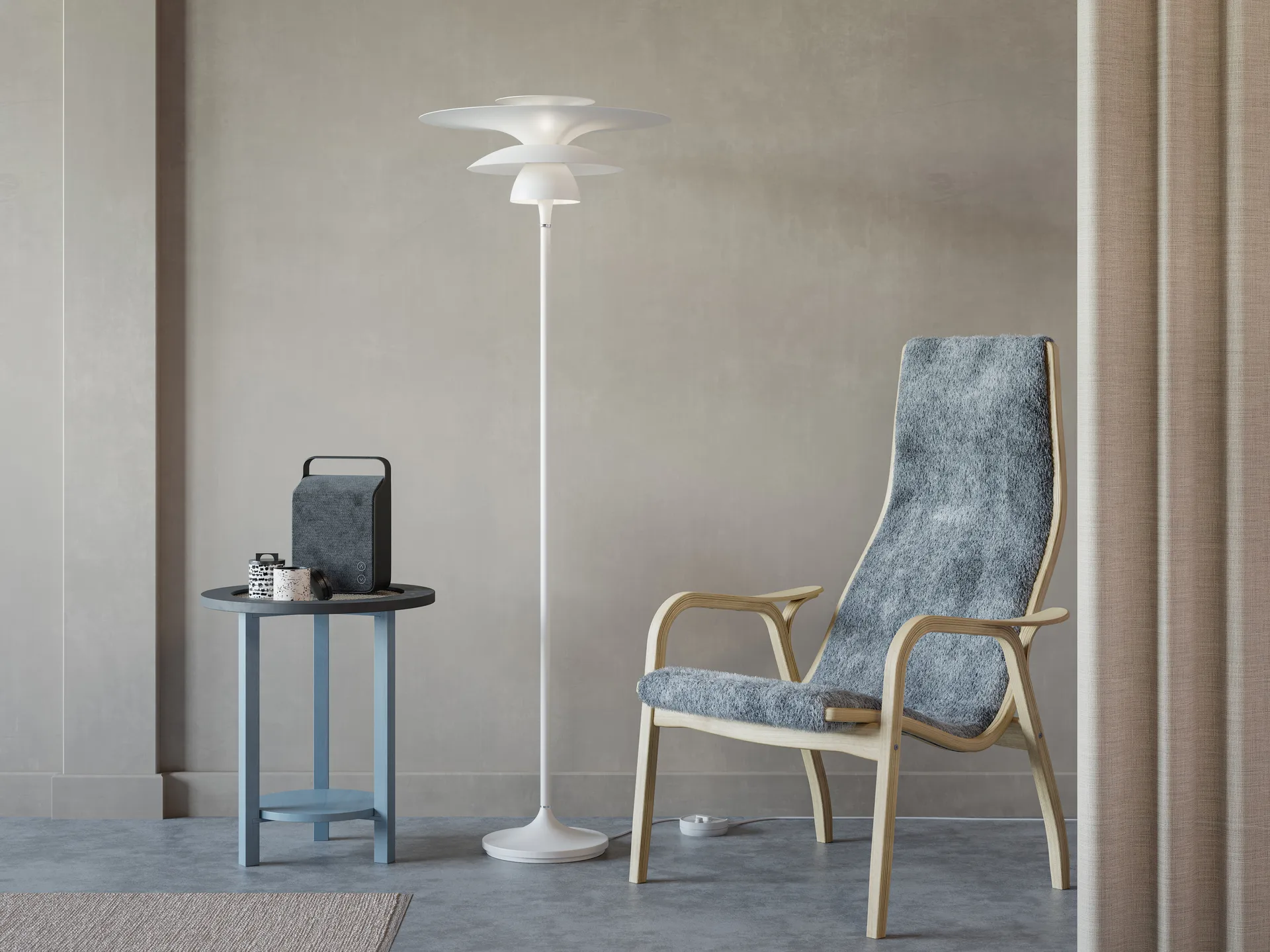 Picasso golvlampa Ø50 cm, Mattvit Belid
