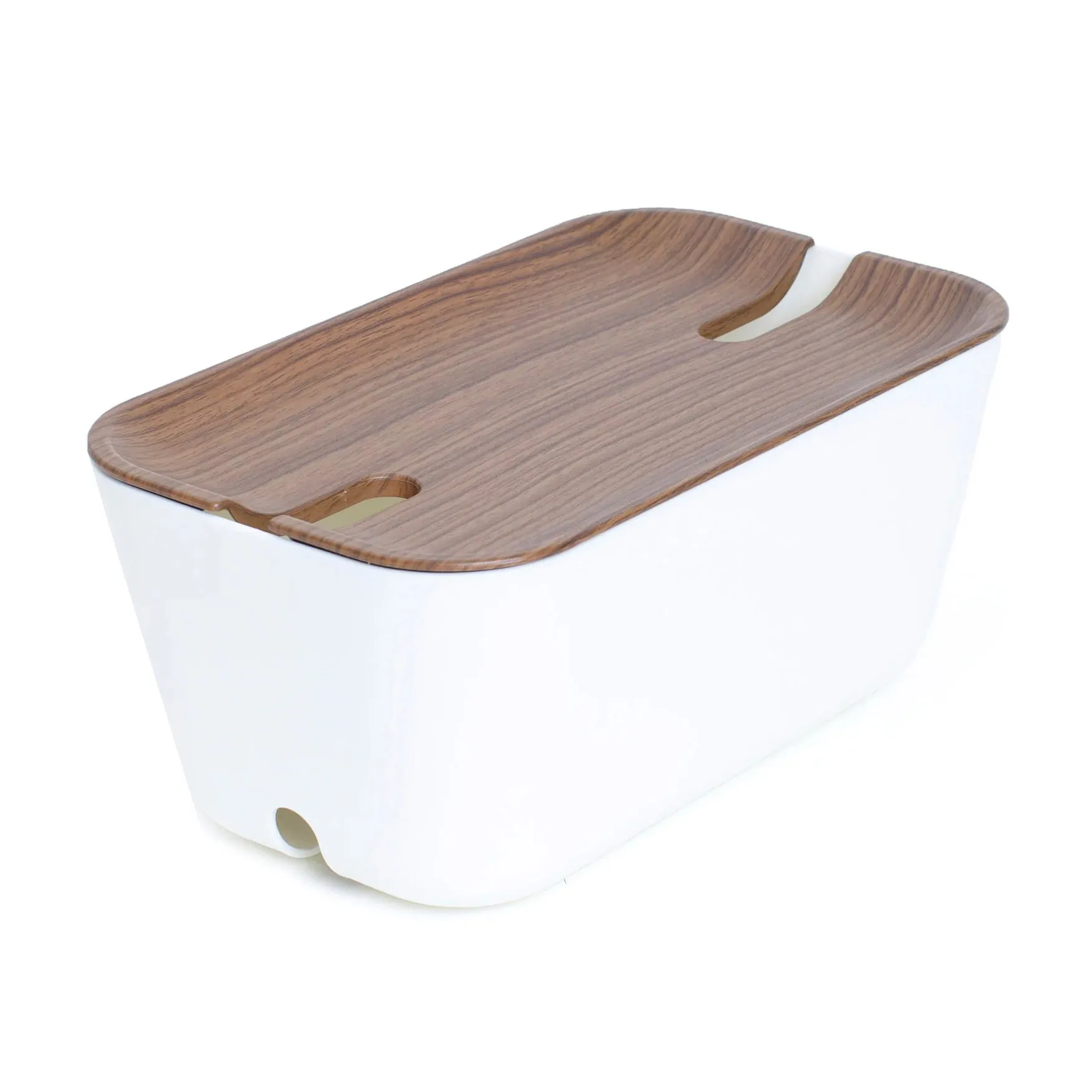 Cable organiser M, dark brown wooden print Bosign