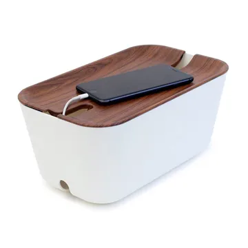 Cable organiser M - dark brown wooden print - Bosign