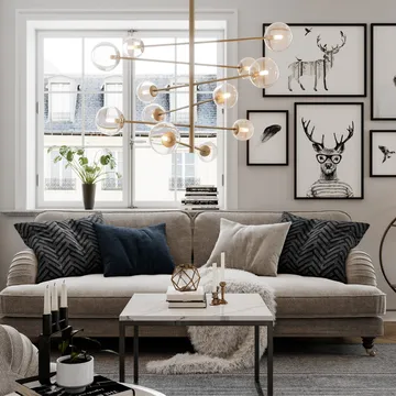 Avenue taklampa - guld/klar, 12-låg - By Rydéns