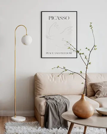 Bellagio Stehlampe 163 cm - Messing-weiß - By Rydéns