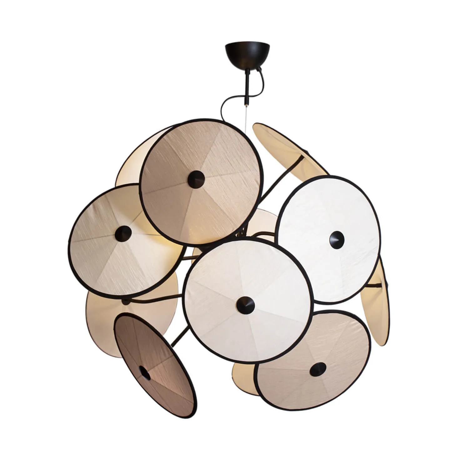 Cappello taklampa Ø82 cm, Matt svart-beige By Rydéns