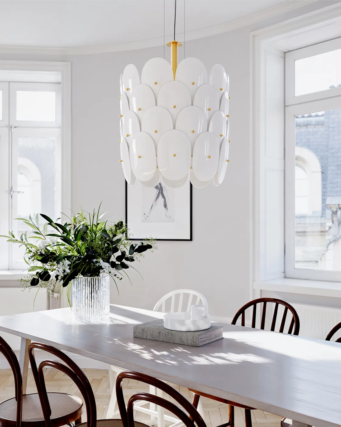 Omlott taklampa Ø50 cm, Mässing-vit By Rydéns