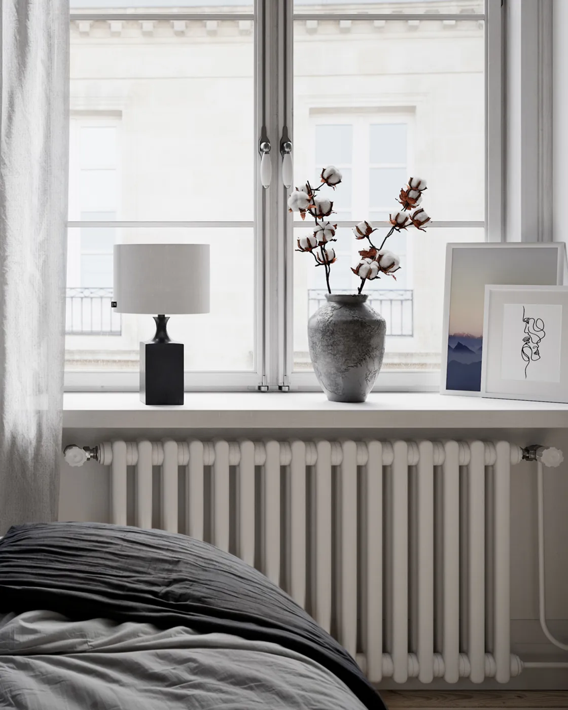 Woody bordslampa 41 cm, Svart-vit By Rydéns