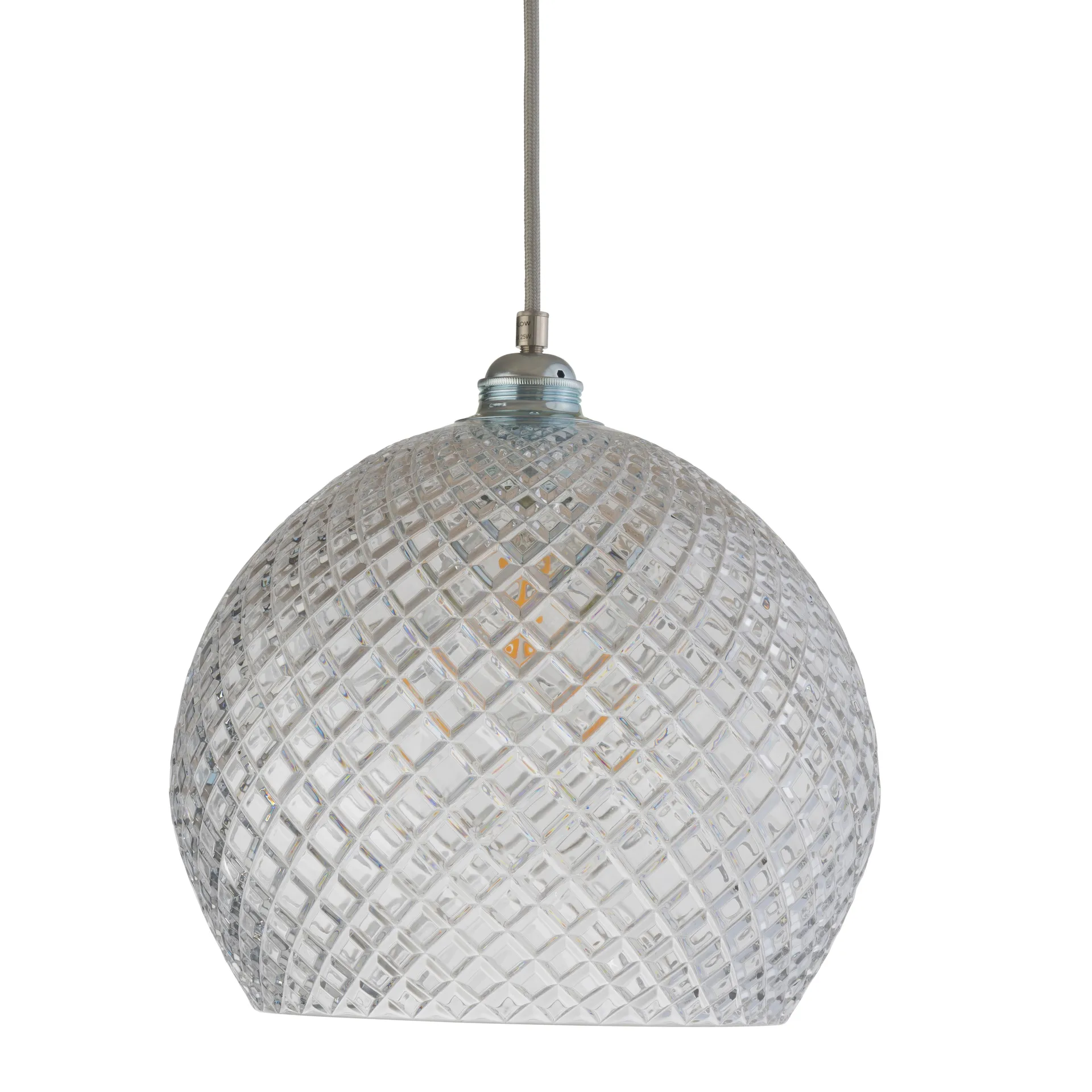 Rowan ceiling lamp Chrystal Ø 28 cm, small + silver-coloured cord EBB & FLOW