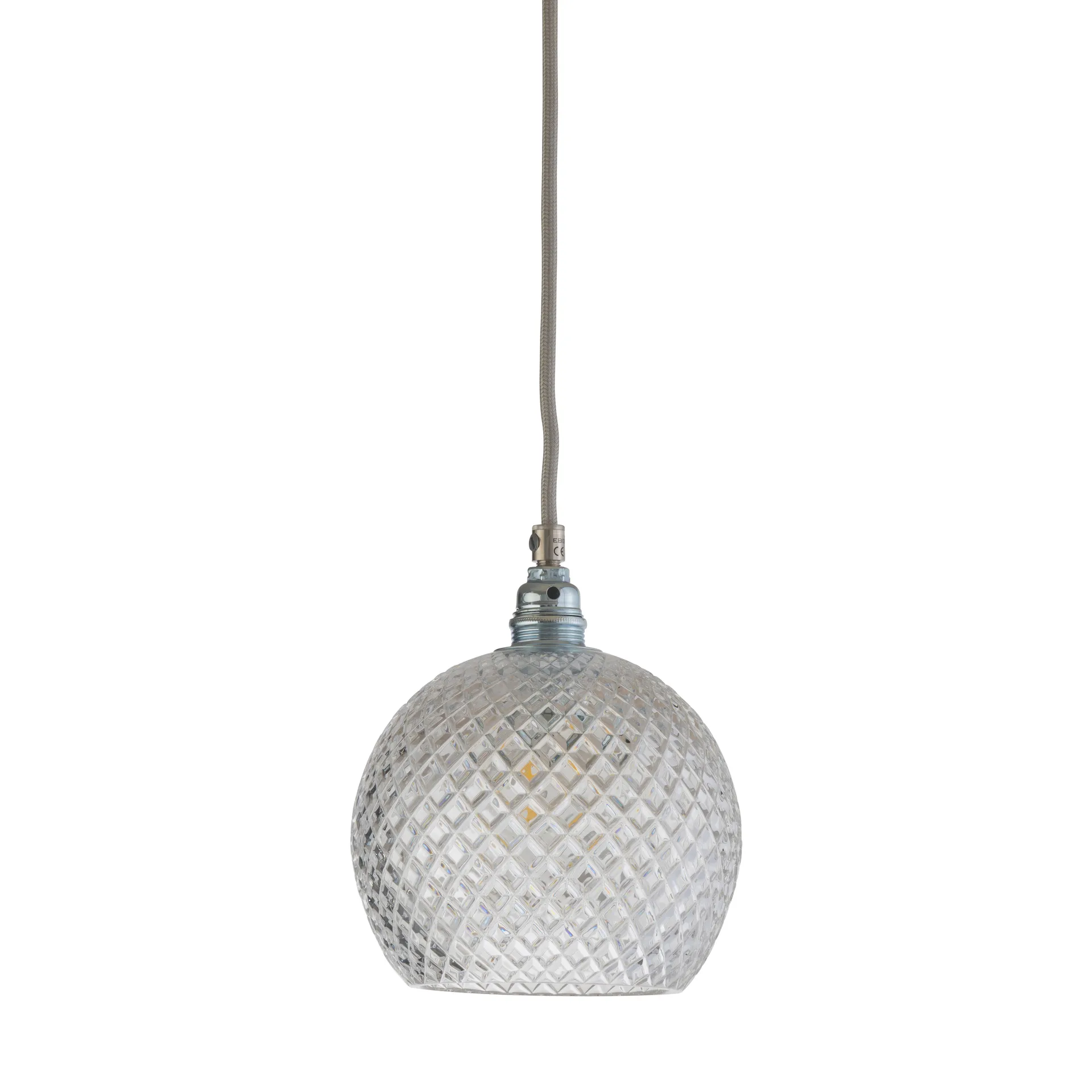 Rowan taklampa Chrystal Ø 15,5 cm, Small check m. silversladd EBB & FLOW