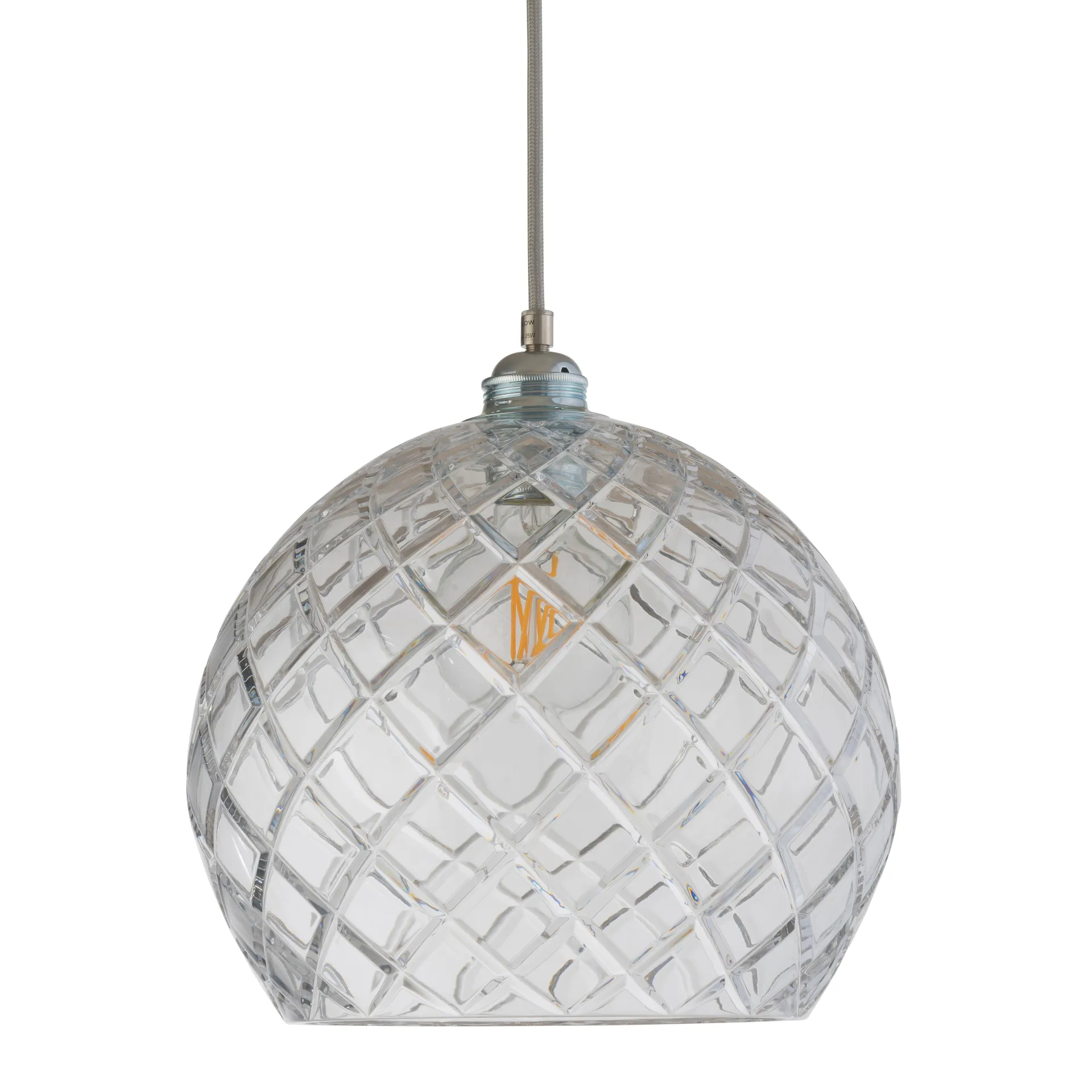 Rowan taklampa Chrystal Ø 28 cm, Medium check m. silversladd EBB & FLOW