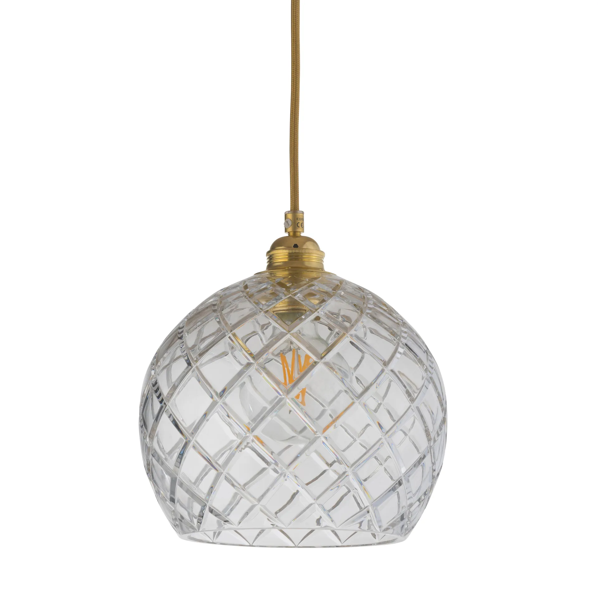 Rowan taklampa Crystal Ø 22 cm, Medium check m. guldsladd EBB & FLOW