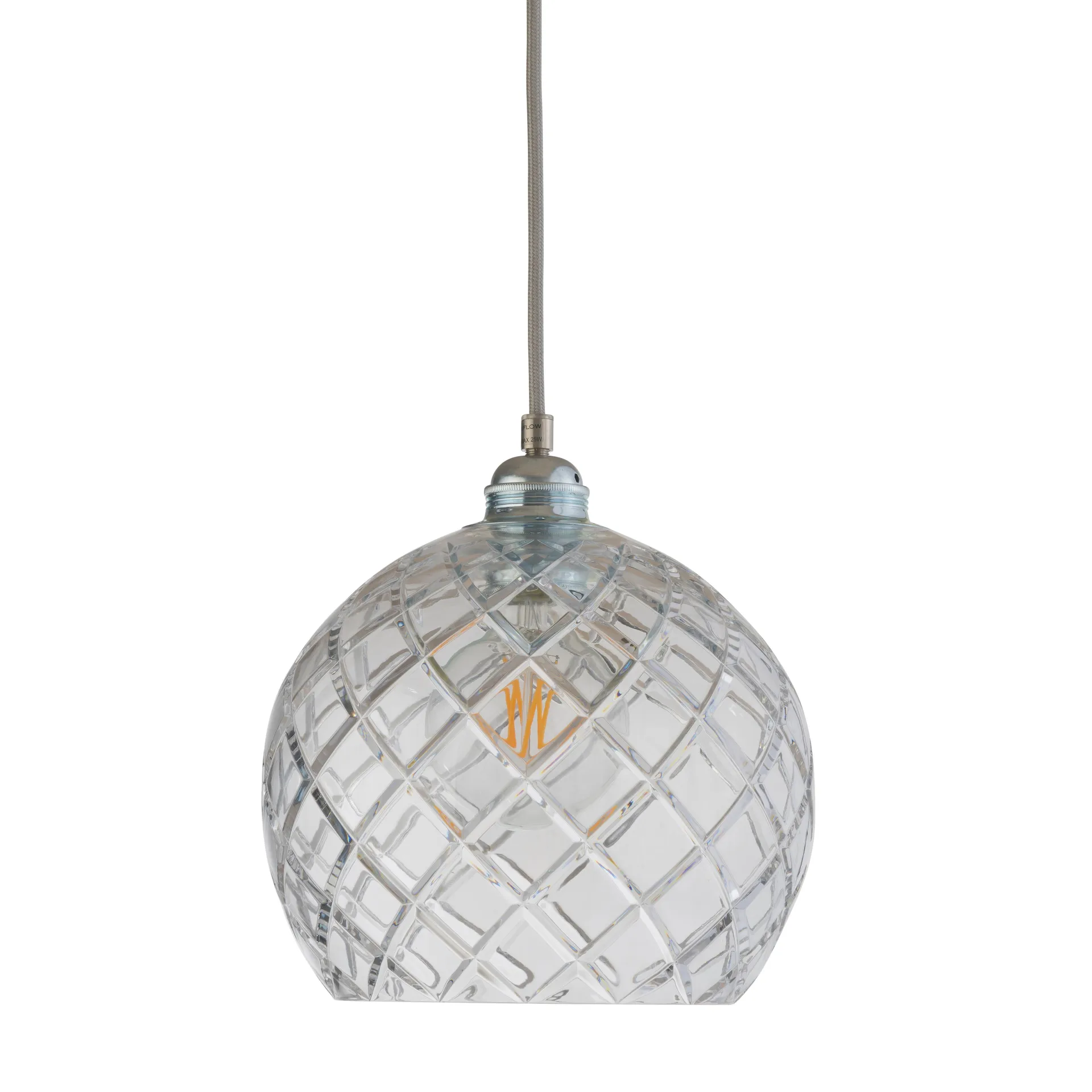 Rowan taklampa Crystal Ø 22 cm, Medium check m. silversladd EBB & FLOW