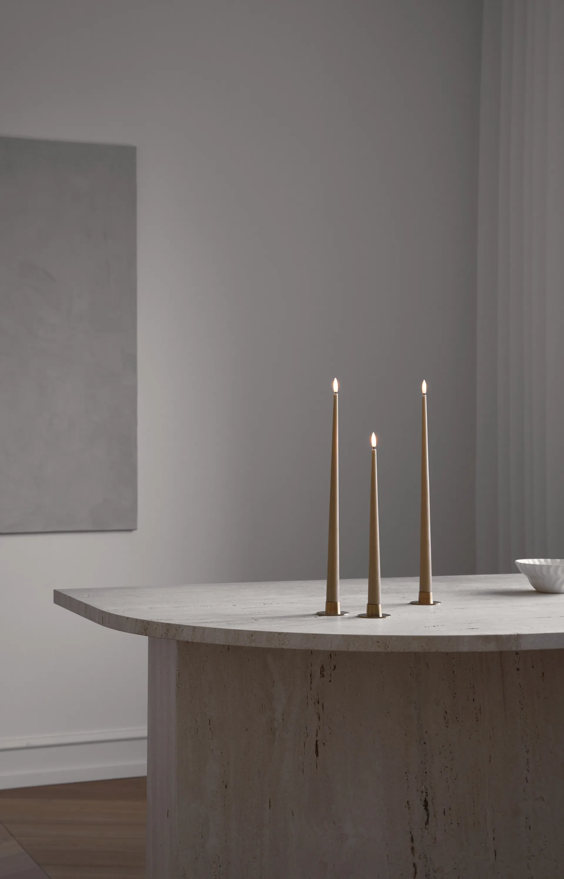 ester & erik taper candle LED 2-pack, 27 Almond butter , 30 cm ester & erik