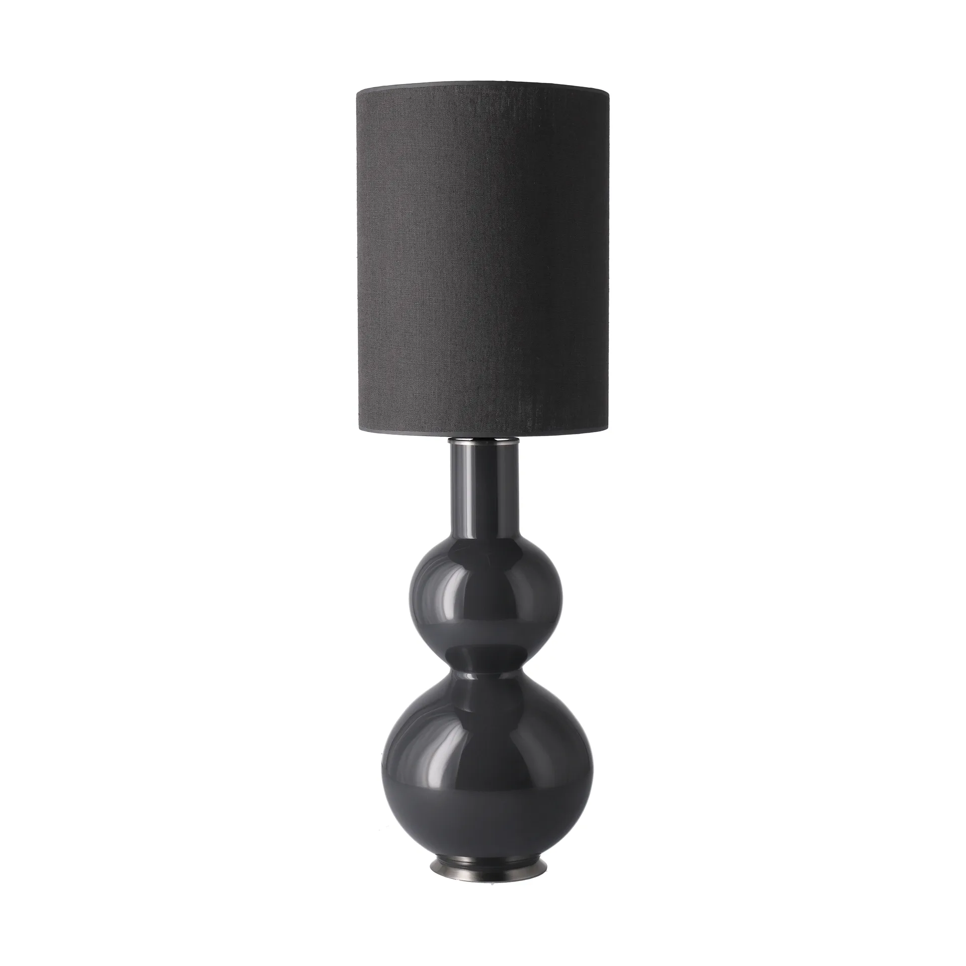 Augusta Tischleuchte grauer Lampenfuß, Lino Negro L Flavia Lamps