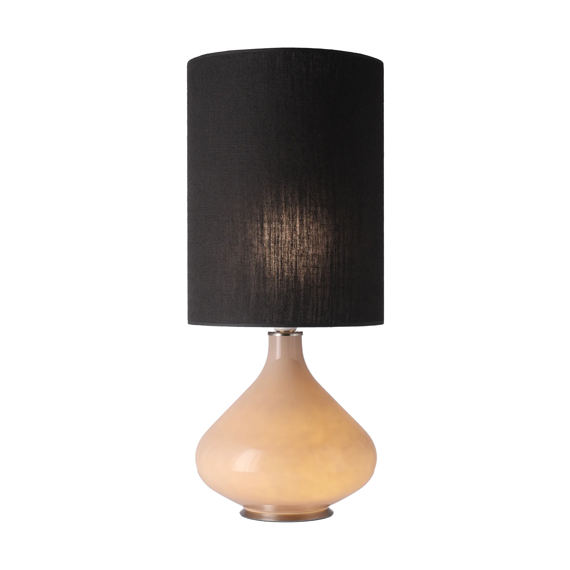 Flavia Tischleuchte beiger Lampenfuß, Lino Negro L Flavia Lamps