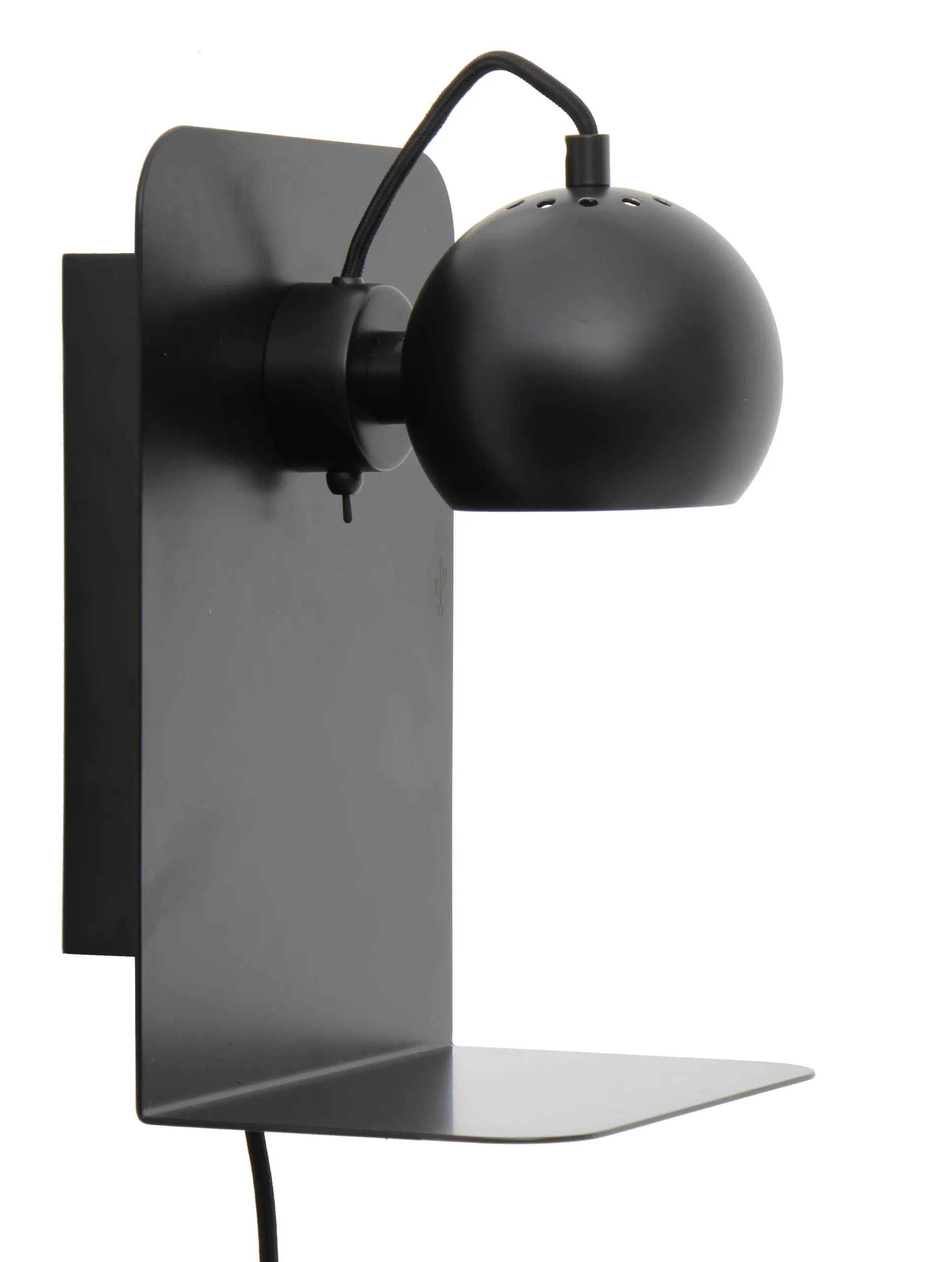Ball vägglampa usb, Mattsvart Frandsen