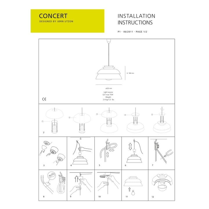 Concert Pendelleuchte weiß, P1 Fritz Hansen