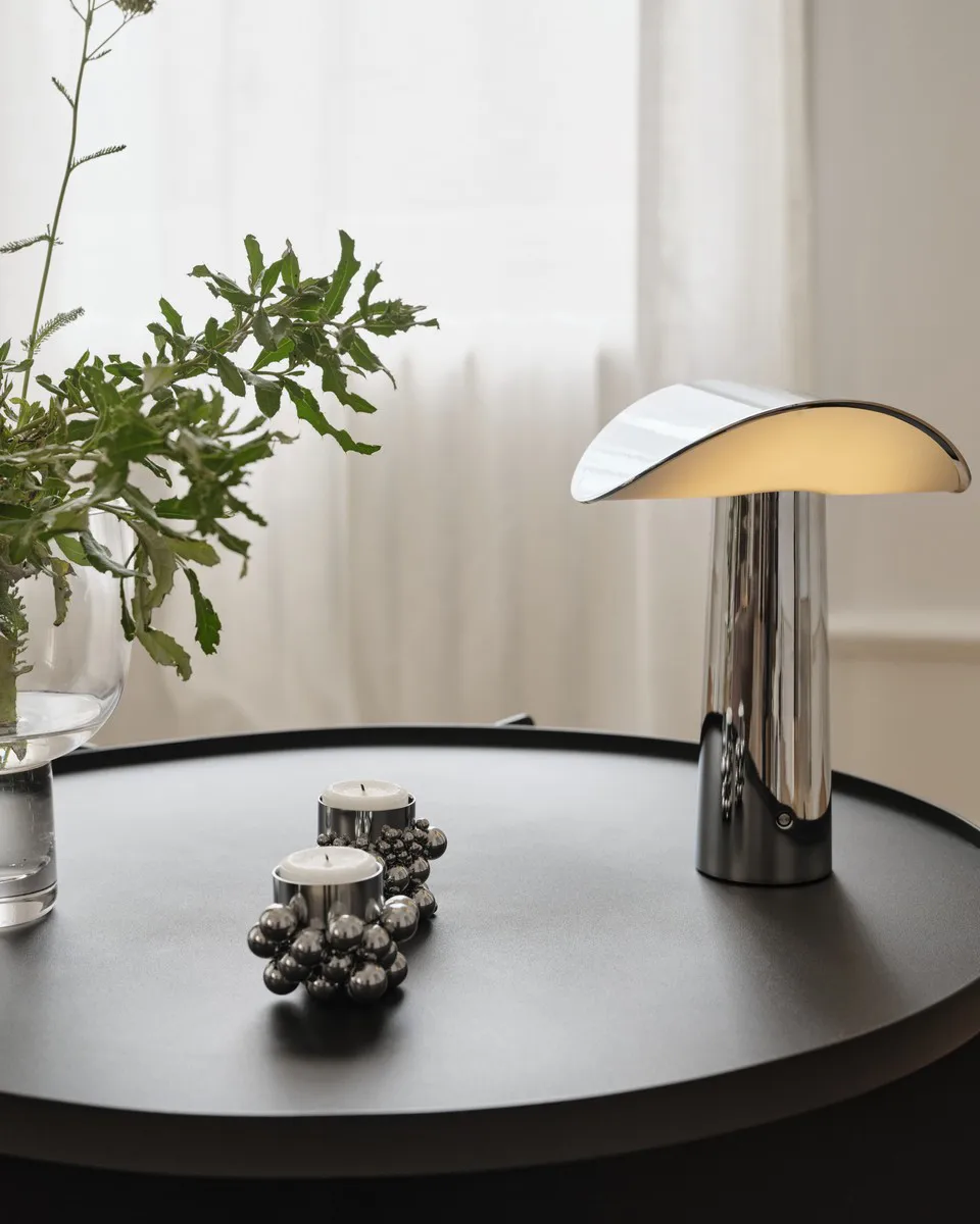 Lium portabel bordslampa 22,5 cm, Chrome Gejst