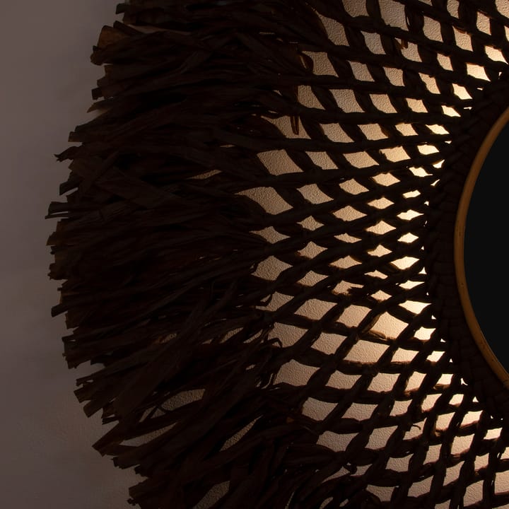 Boho wall lamp with mirror Ø90 cm, brown Globen Lighting