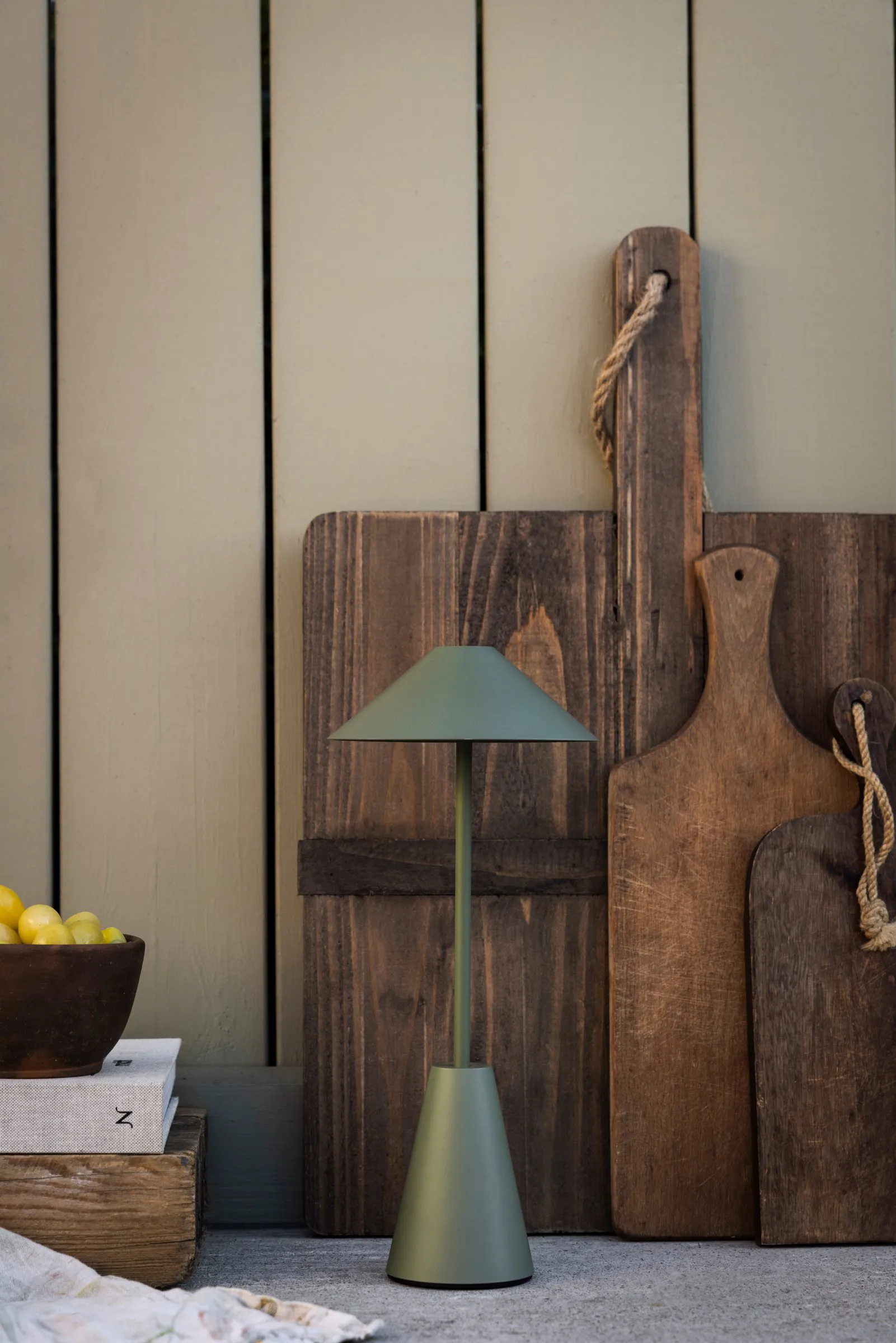 Cannes 32 portable table lamp, Moss green Globen Lighting