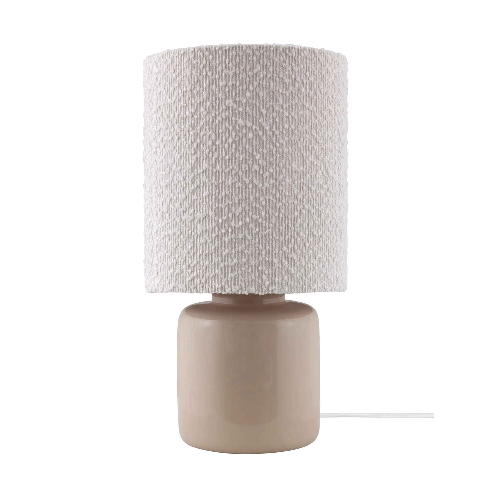 Florian table lamp, White bouclé/beige, Ø20x39 cm Globen Lighting
