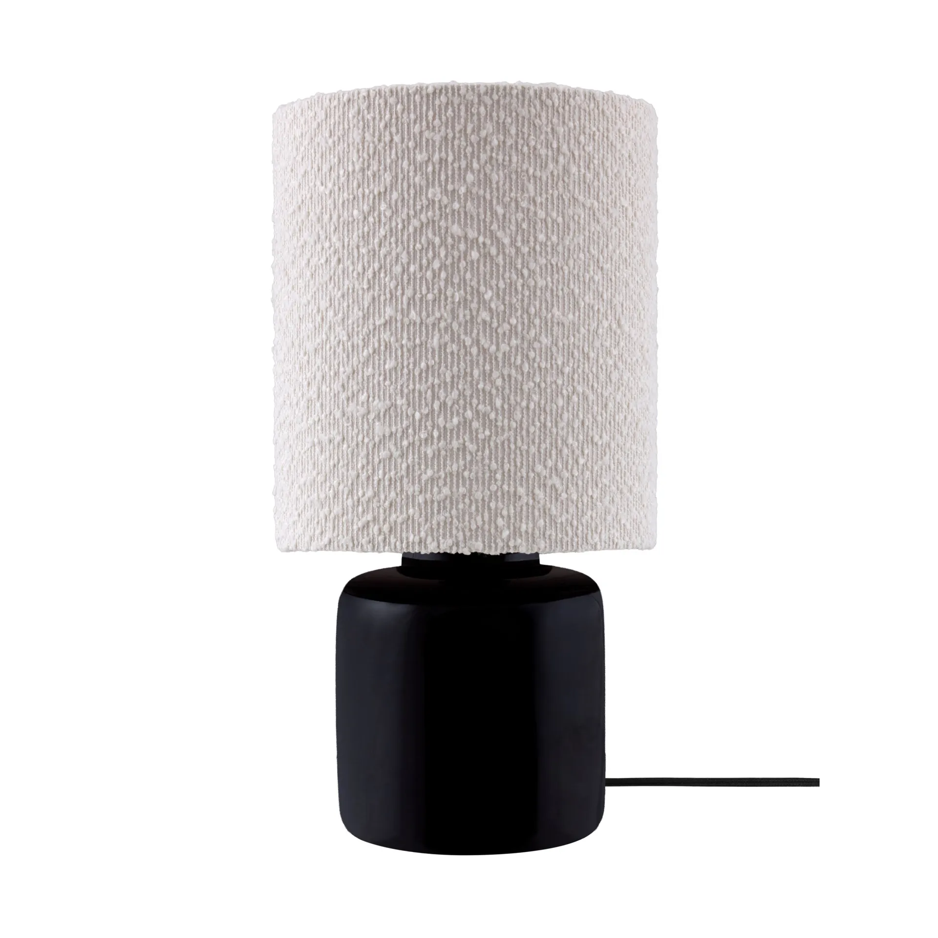 Florian table lamp, White bouclé/black, Ø20x39 cm Globen Lighting