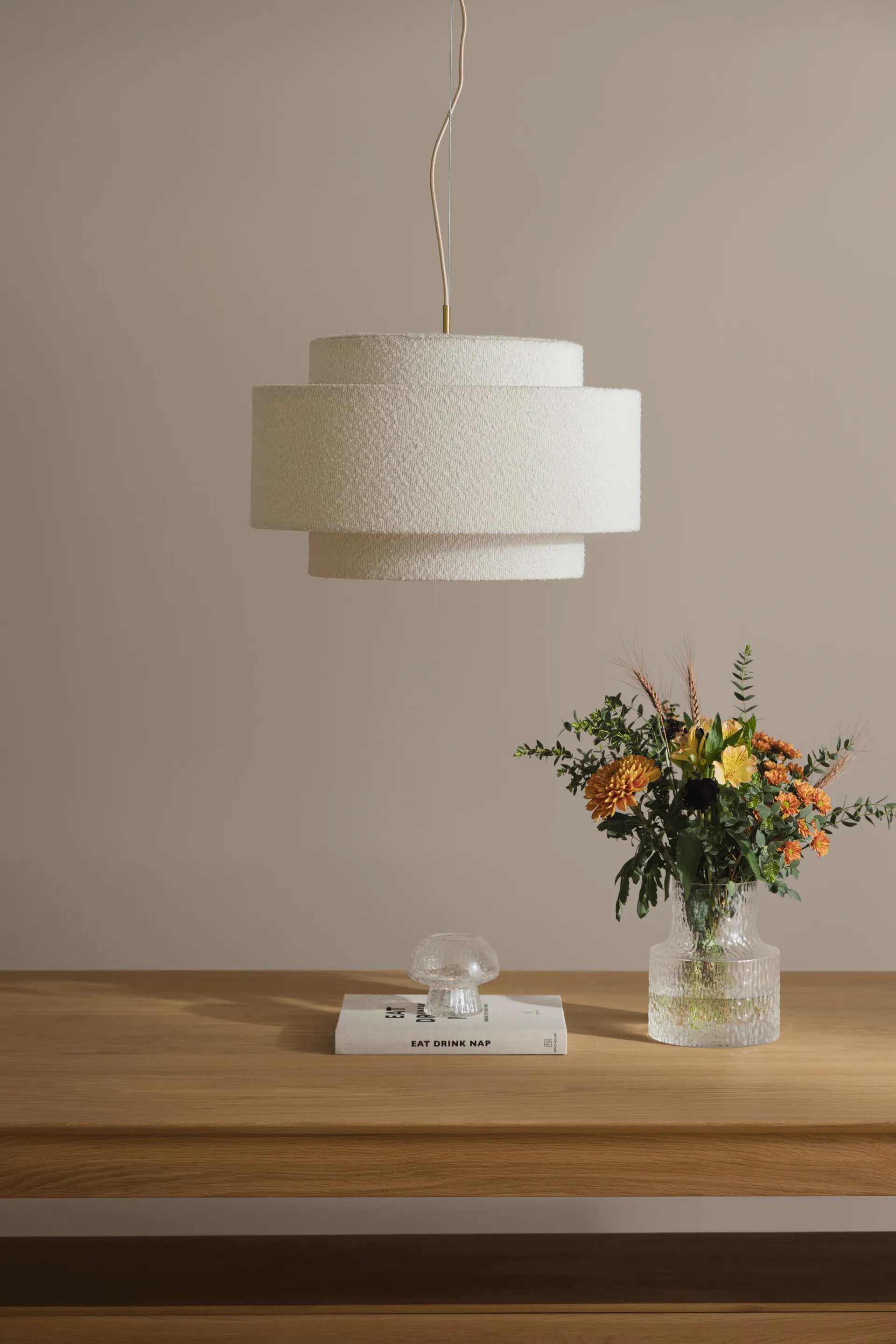 Noah pendant Ø50 cm, Bouclé white Globen Lighting