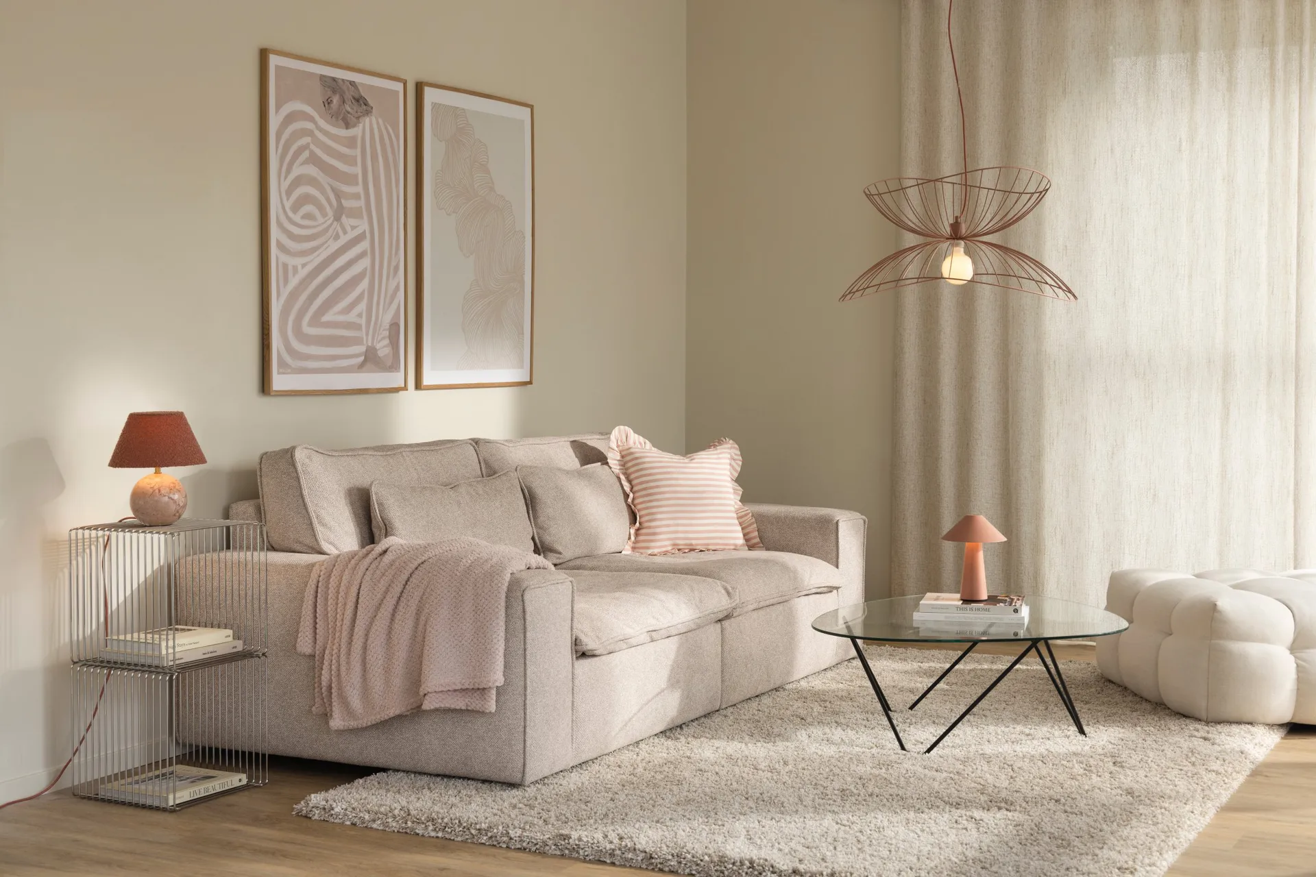 Ray ceiling lamp Ø70 cm, Dusty pink Globen Lighting