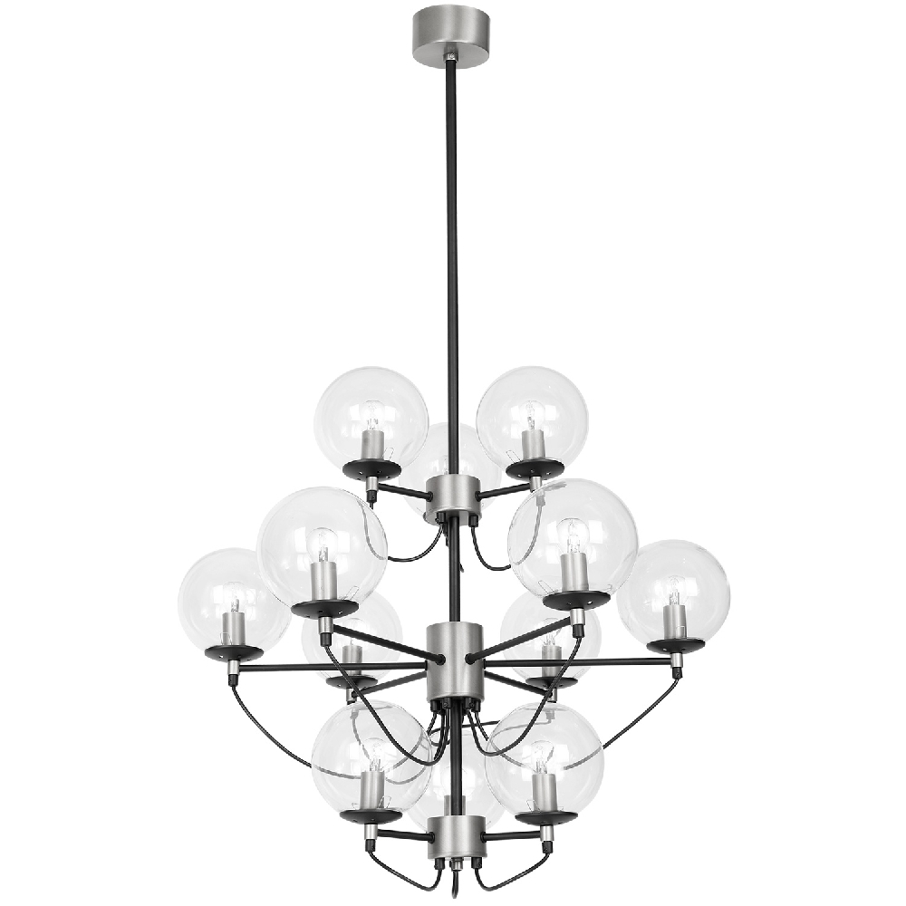 Hallbergs Belysning Perla 12 Deckenleuchte 115 cm Silber-schwarz