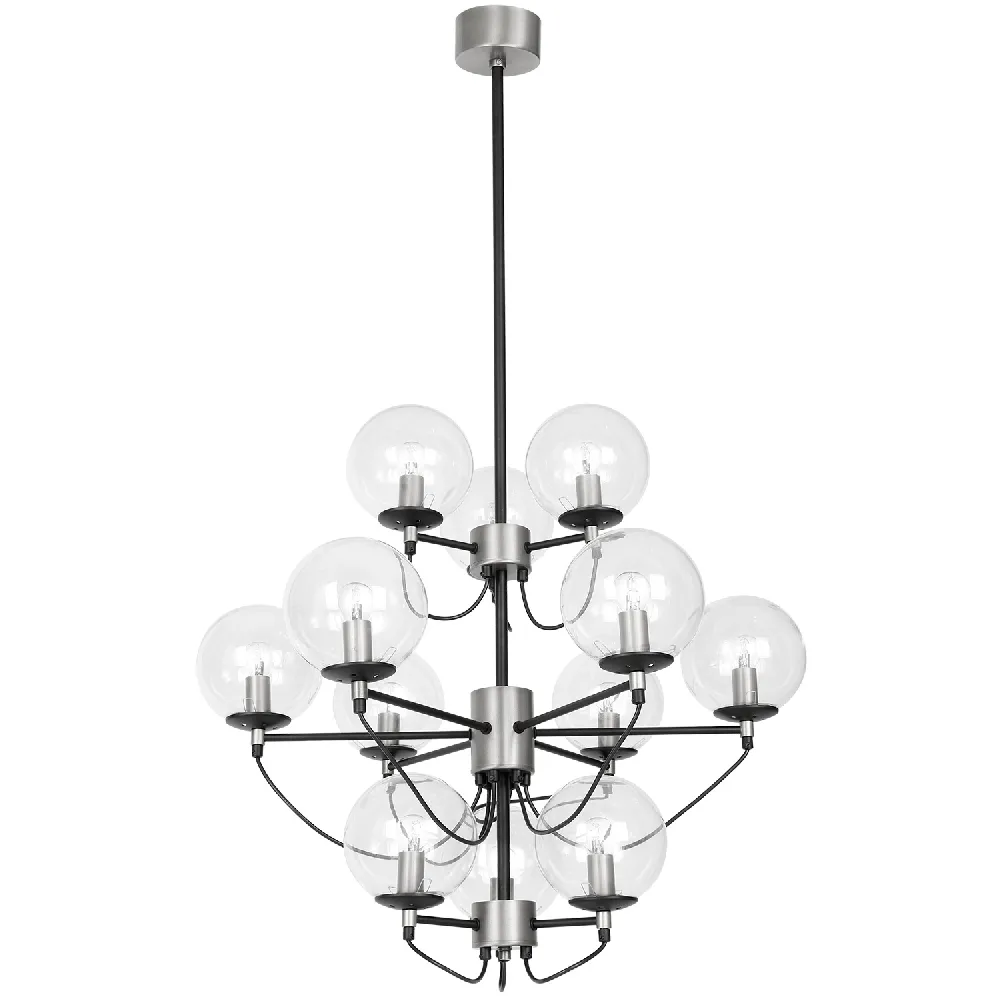 Perla 12 taklampa 115 cm, Silver-svart Hallbergs Belysning