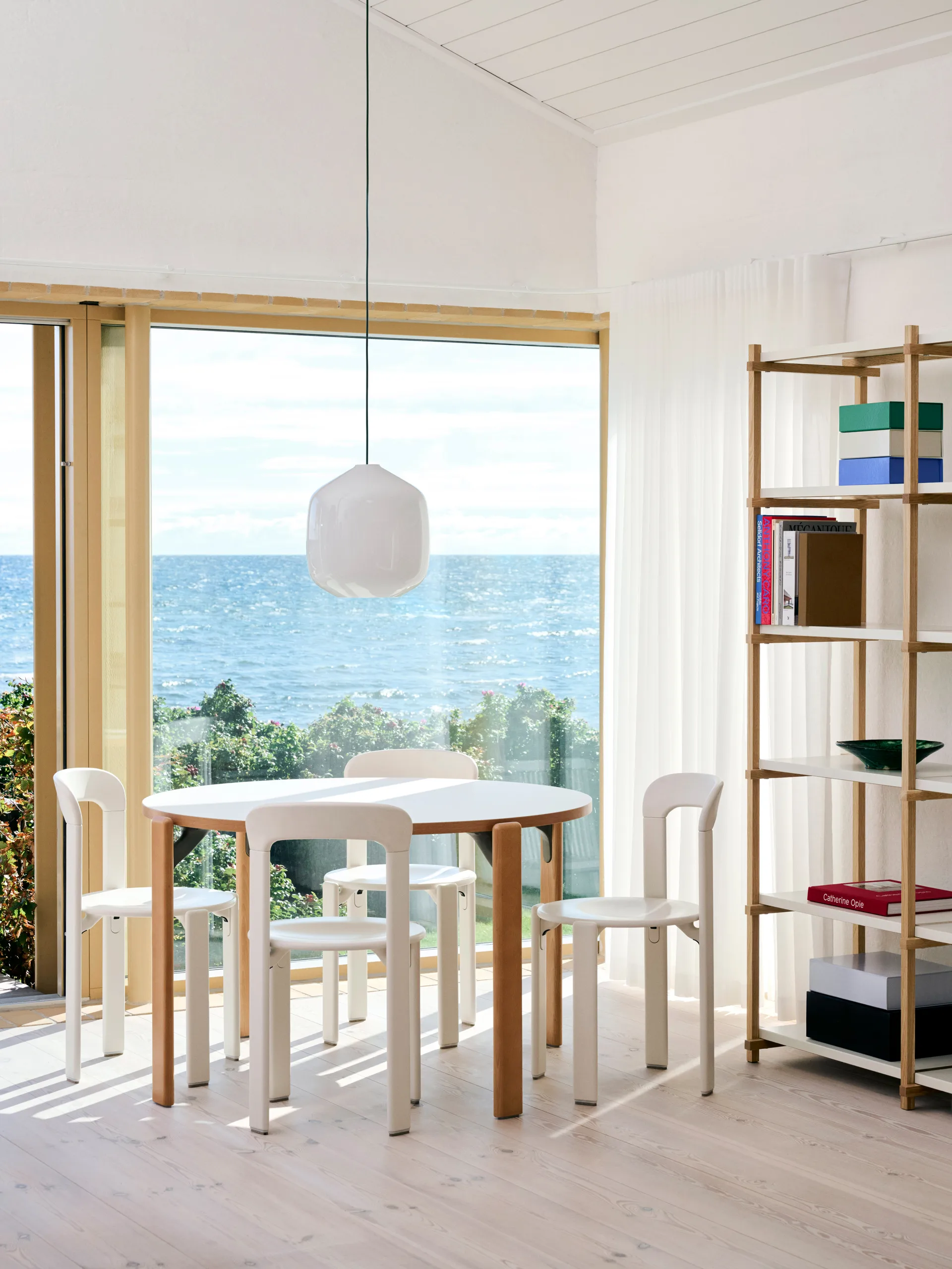 Buoy pendant lamp Ø30 cm, Opal glass-anthracite blue HAY