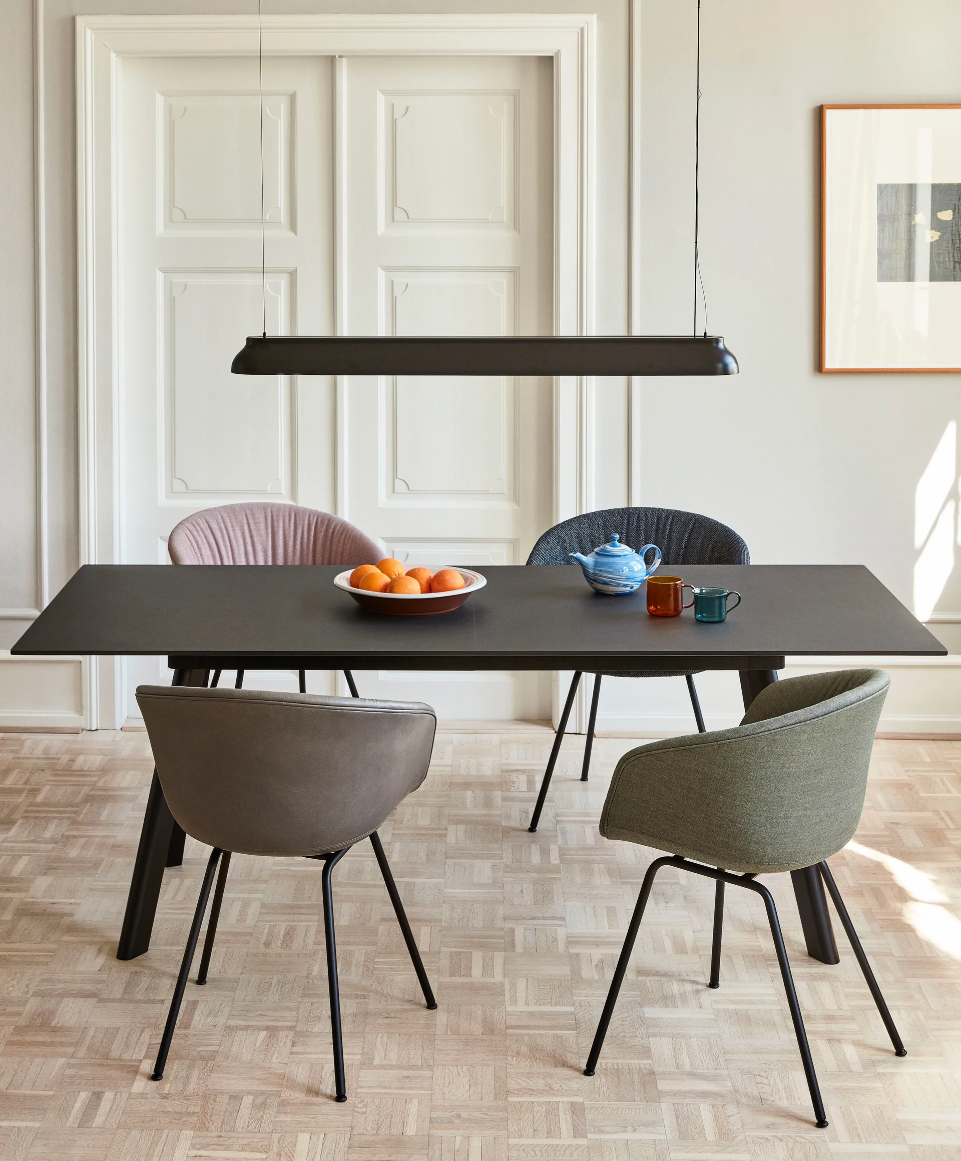 PC Linear pendant lamp, Soft black HAY