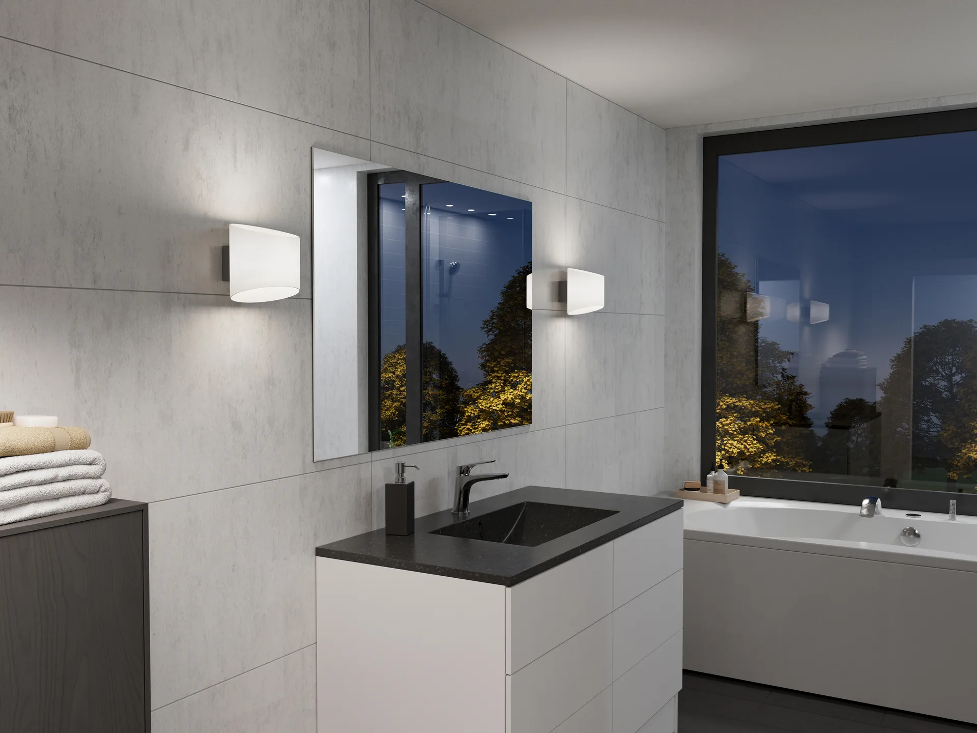 Evoke wall lamp oval, Anthracite-opal glass Herstal