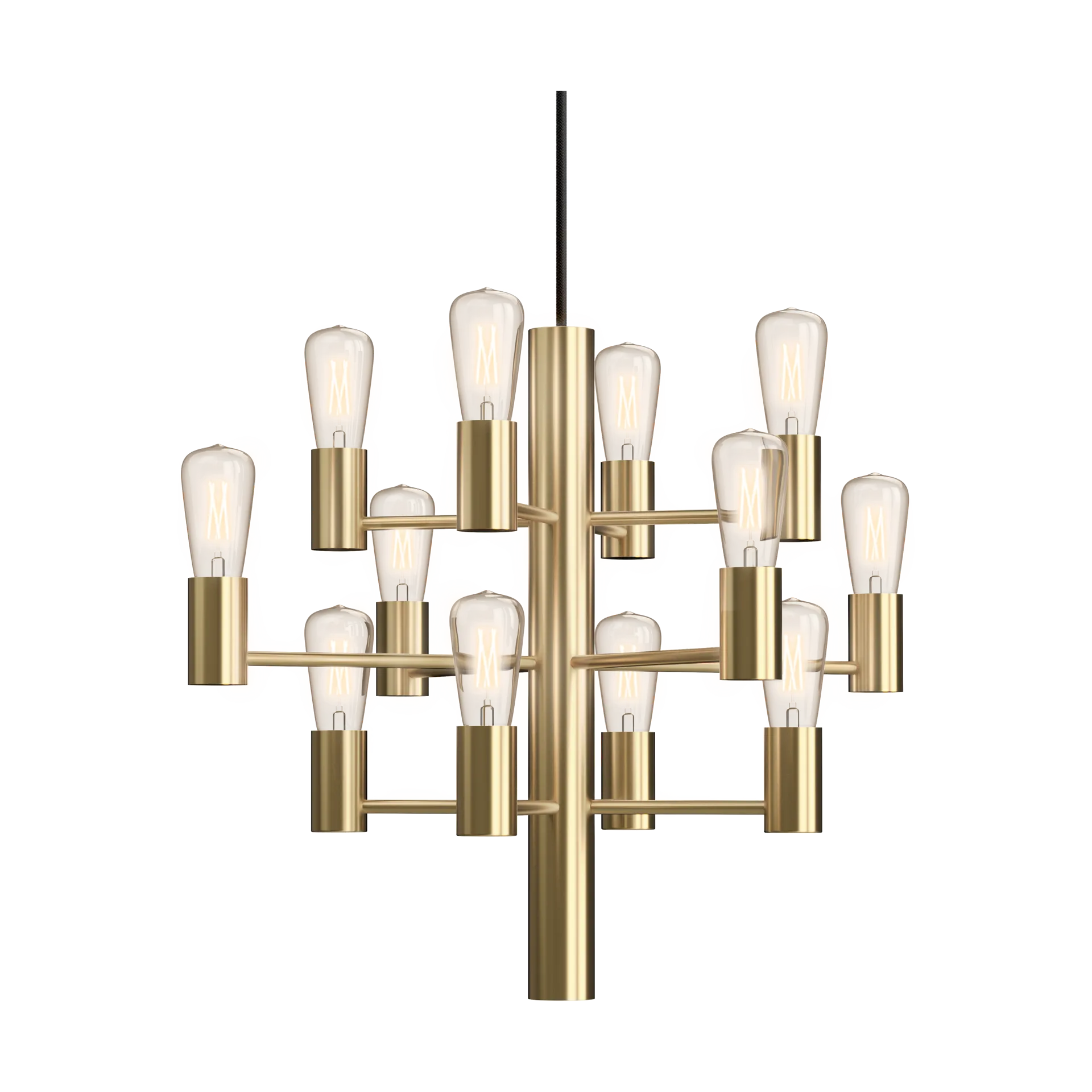 Manola Mini 12 chandelier, Satin-brass Herstal