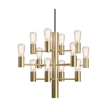 Manola Mini 12 chandelier - Satin-brass - Herstal
