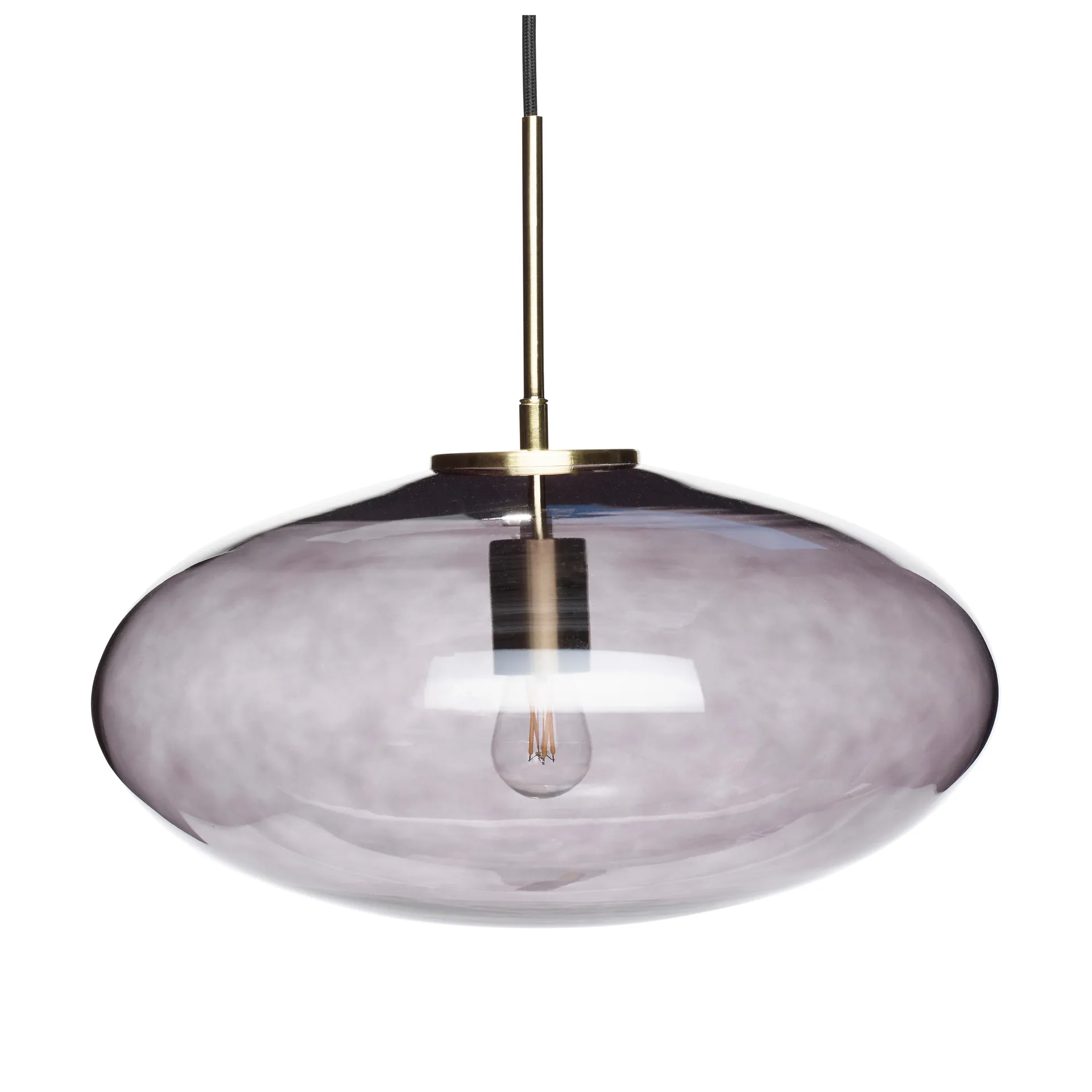 Pendant glass brass Ø40 cm, Smoke gray Hübsch Interior